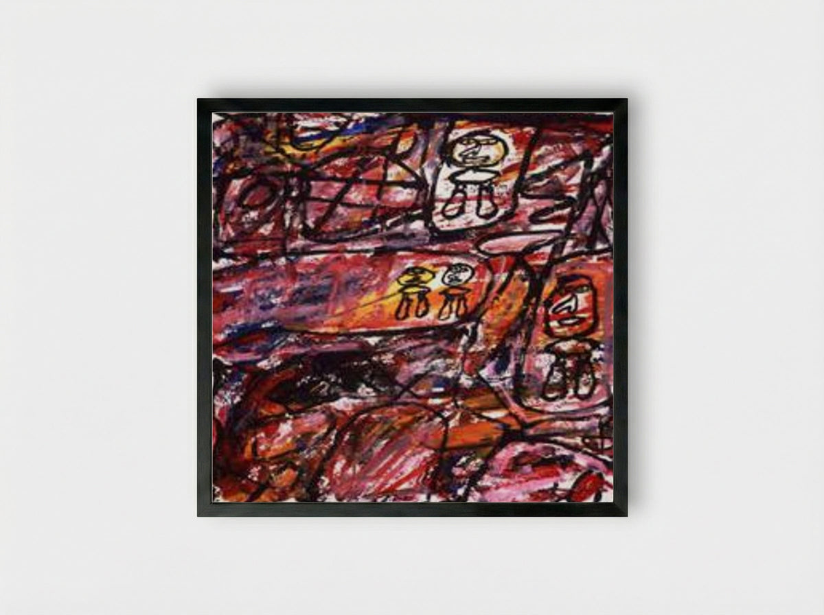 Site with four characters - Jean Dubuffet - Framed Print Black