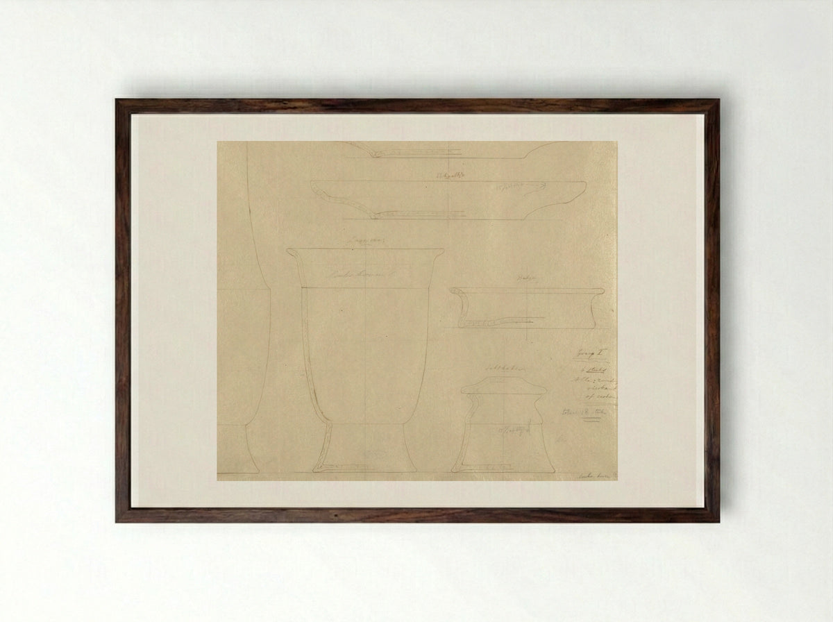 Six Designs for Earthenware Vessels - Theo Colenbrander - Framed Print Dark Wood