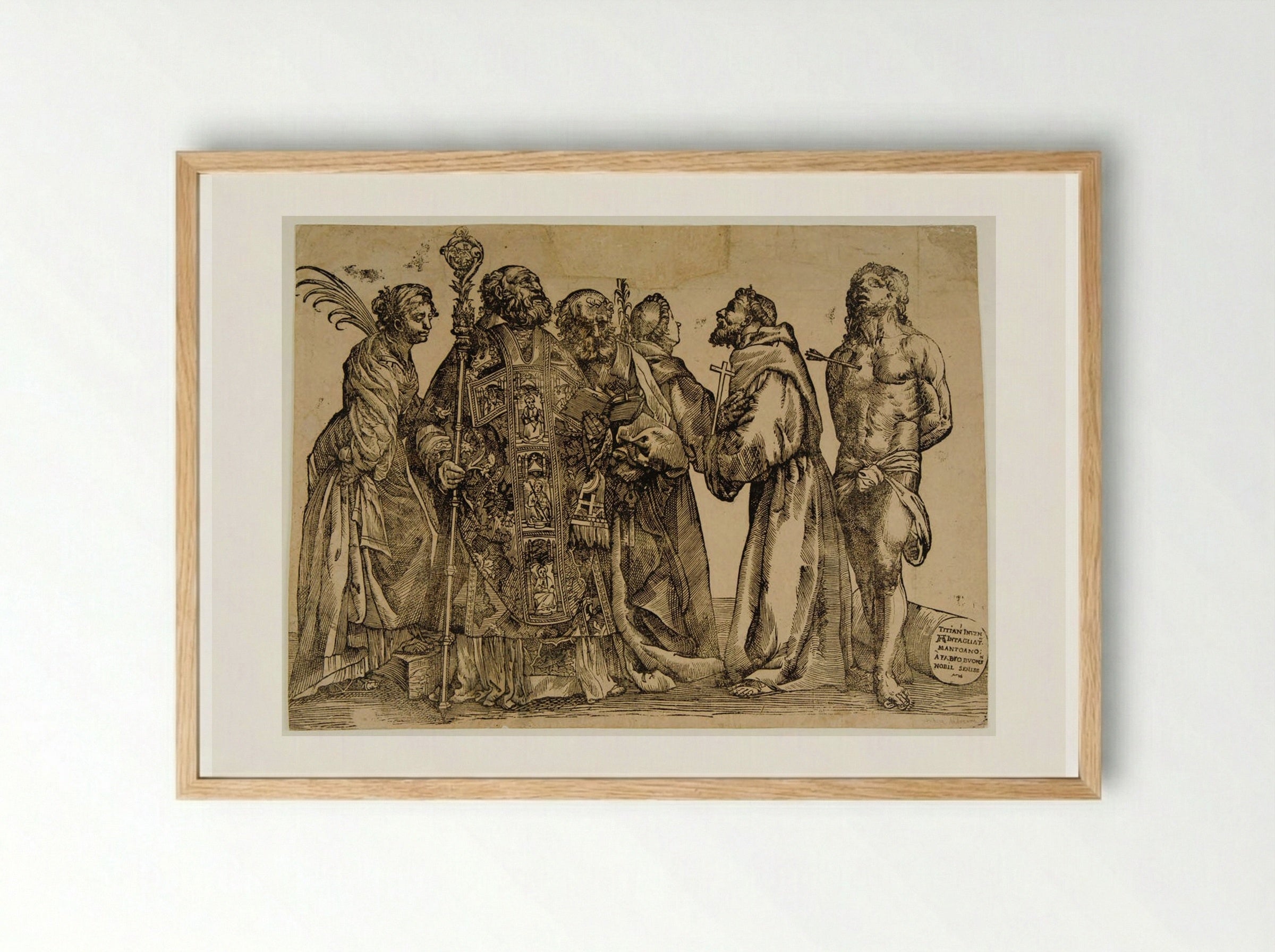 Six Saints (after Titian) - Andrea Andreani - Framed Print Wood
