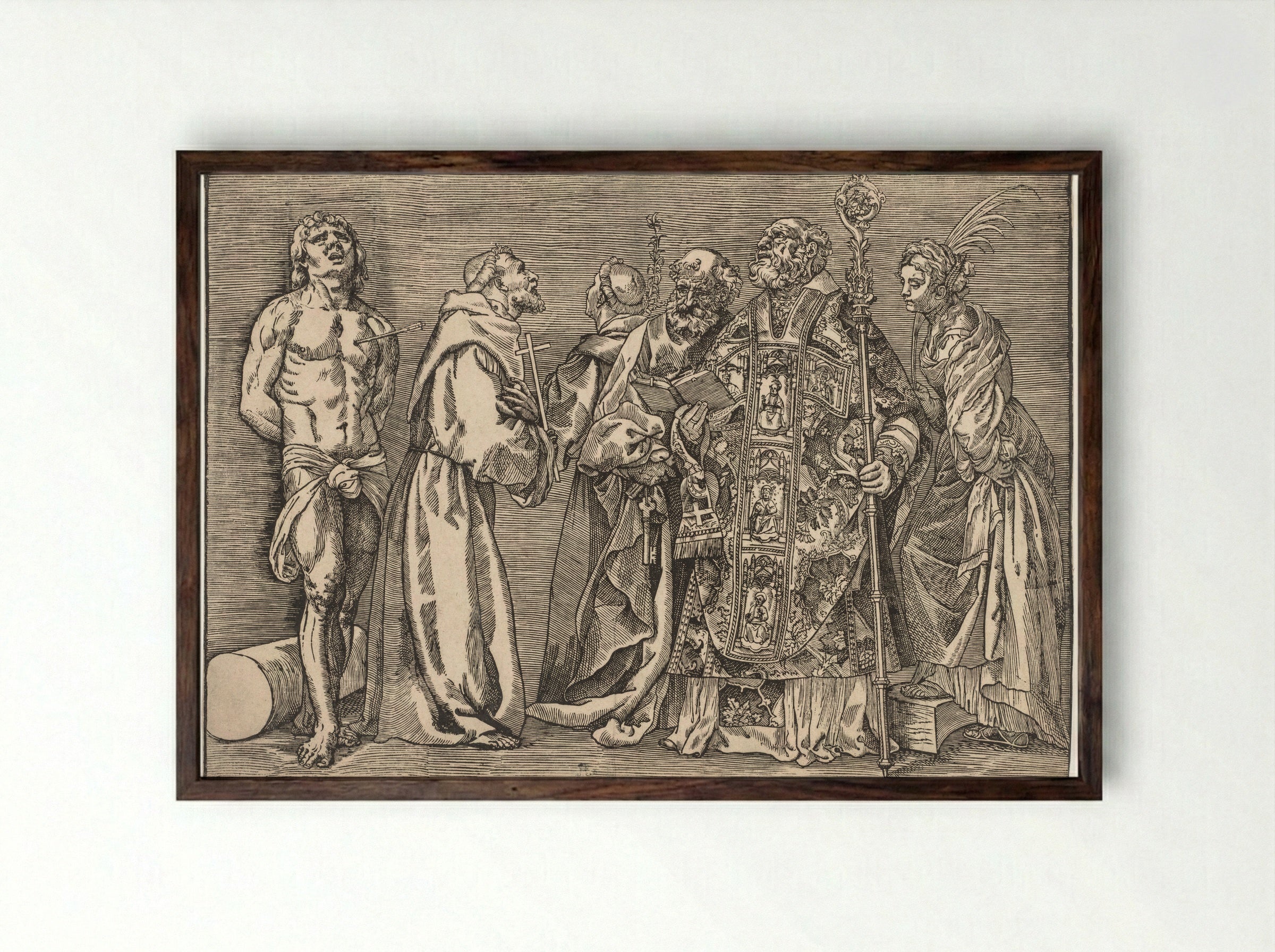 Six Saints - Nicolò Boldrini - Framed Print Dark Wood