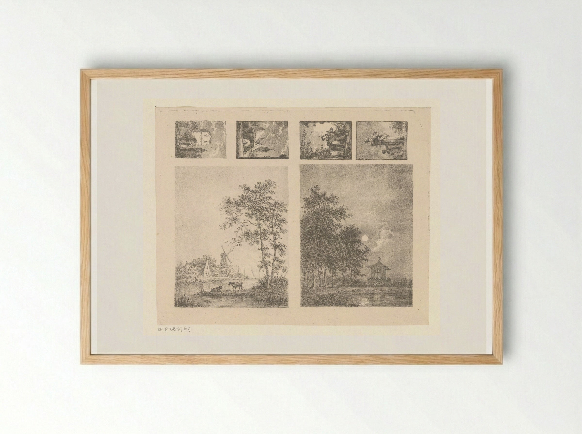 Six Scenes Including Landscapes, Cityscapes and Figures - Pieter Bartholomeusz. Barbiers - Framed Print Wood