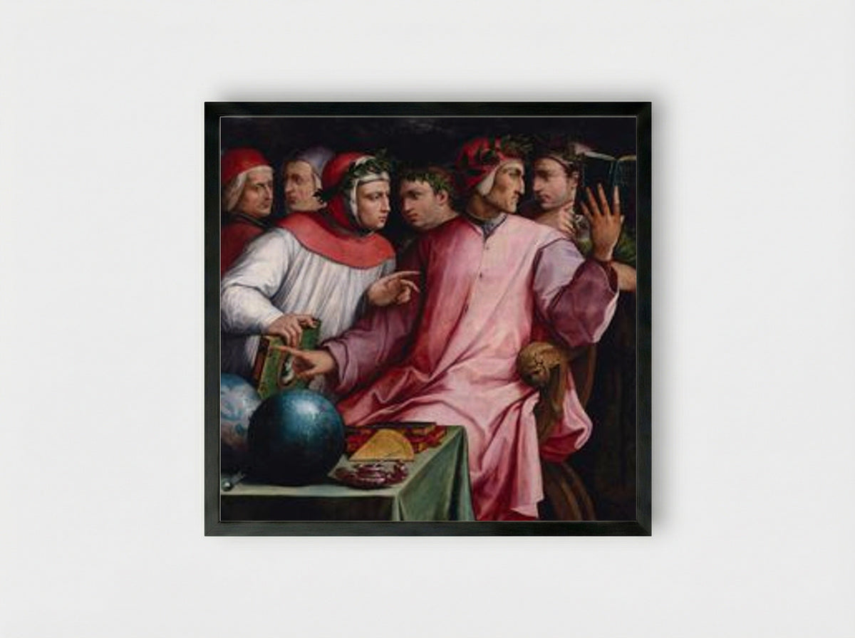 Six Tuscan Poets - Giorgio Vasari - Framed Print Black