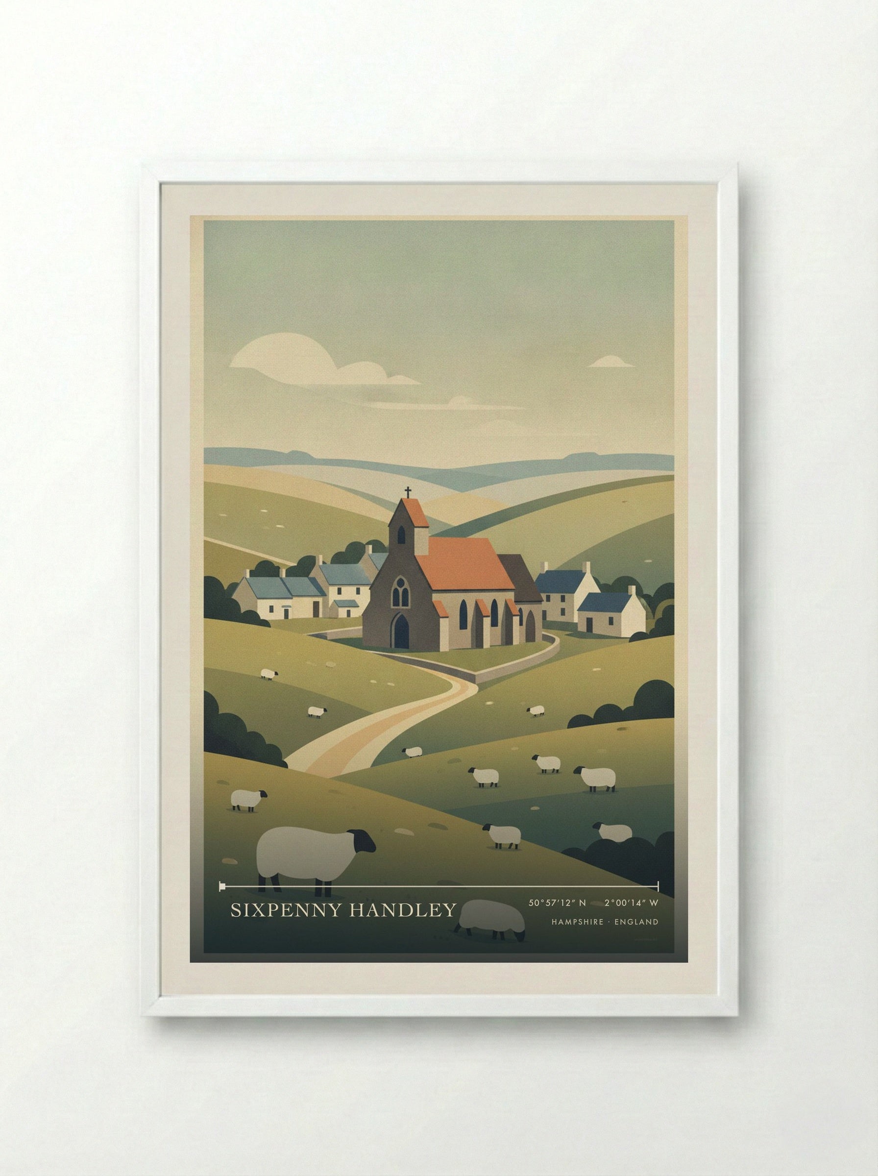 Sixpenny Handley Hampshire England Travel Poster - Framed Print White