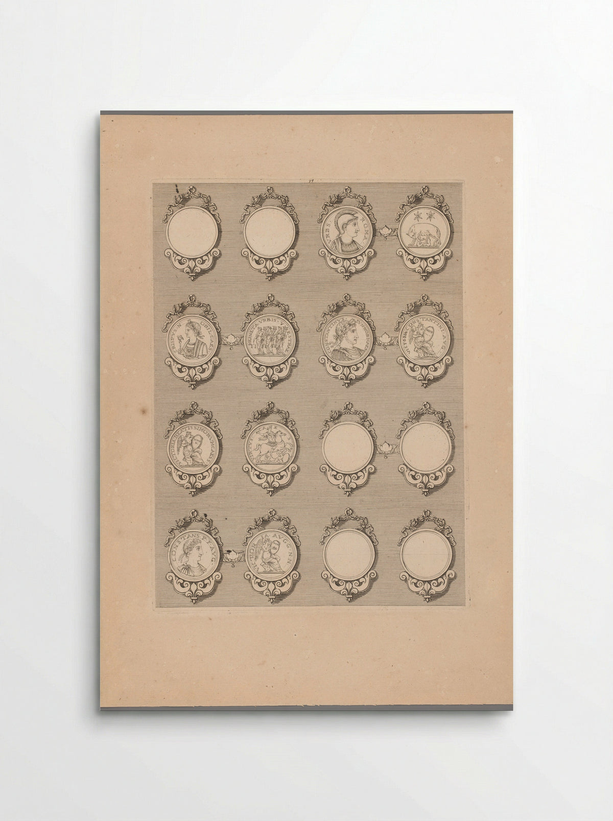 Sixteen Medals with Decorated Frames, Six Blank - Simon de la Boissière - Poster