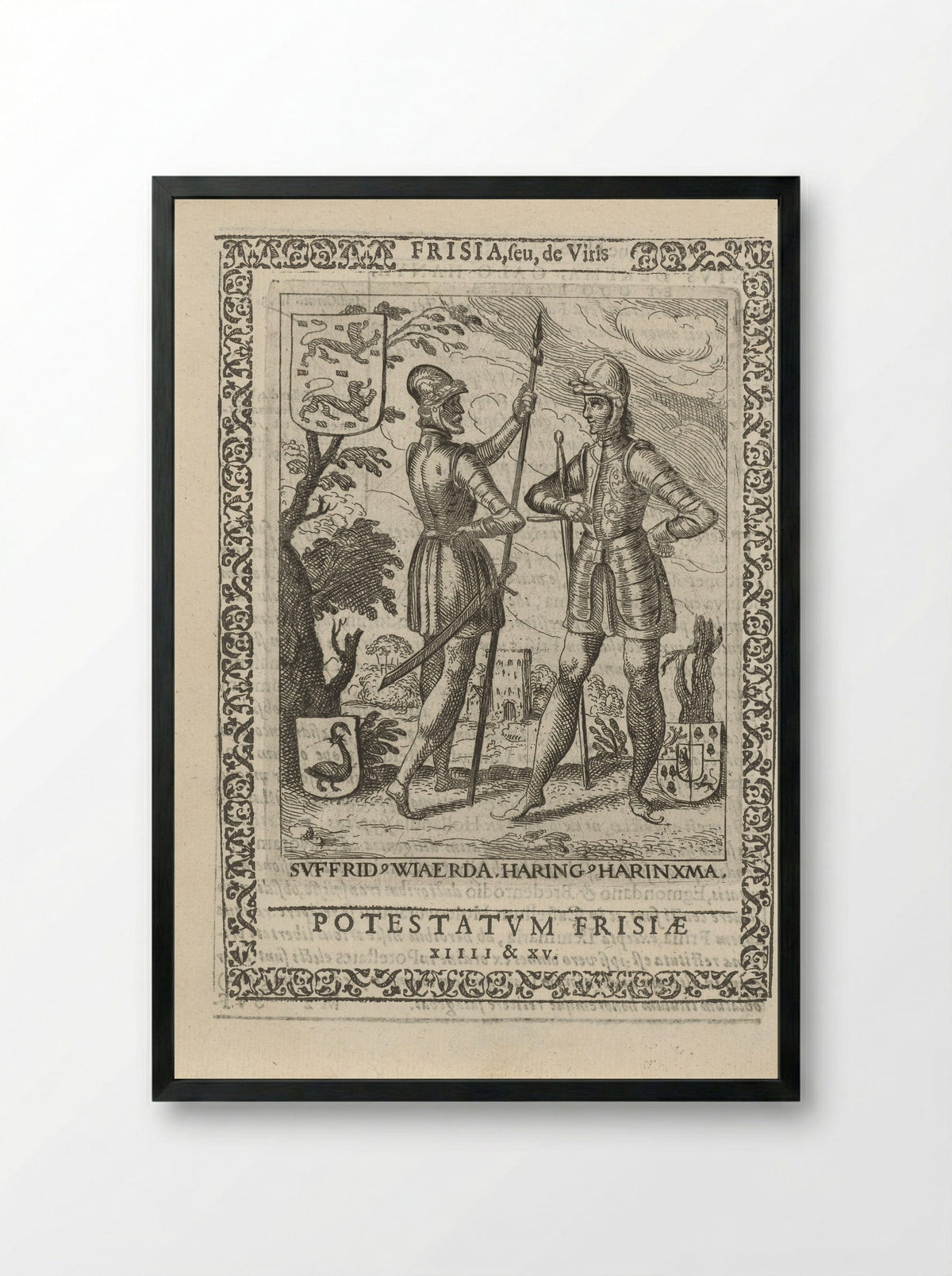 Sjoerd Wiarda en Haring Haringsma, 14e en 15e potestaat van Friesland - Pieter Feddes van Harlingen - Framed Print Black