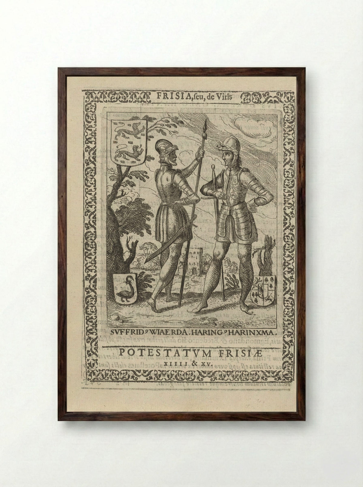 Sjoerd Wiarda en Haring Haringsma, 14e en 15e potestaat van Friesland - Pieter Feddes van Harlingen - Framed Print Dark Wood