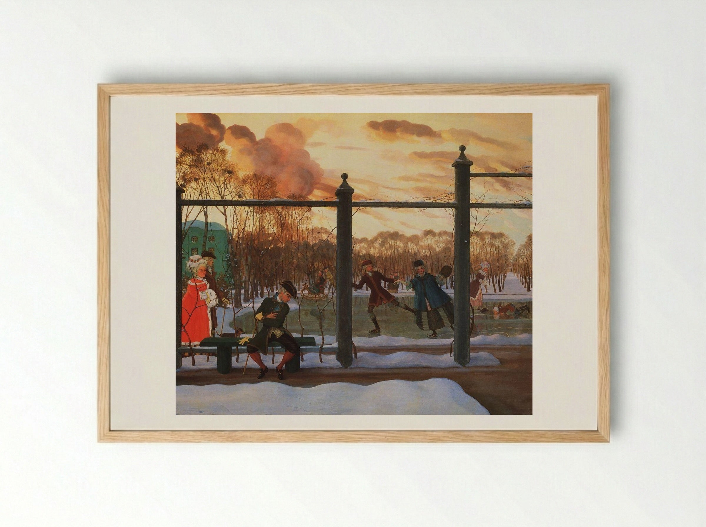 Skating Rink in Winter - Konstantin Somov - Framed Print Wood