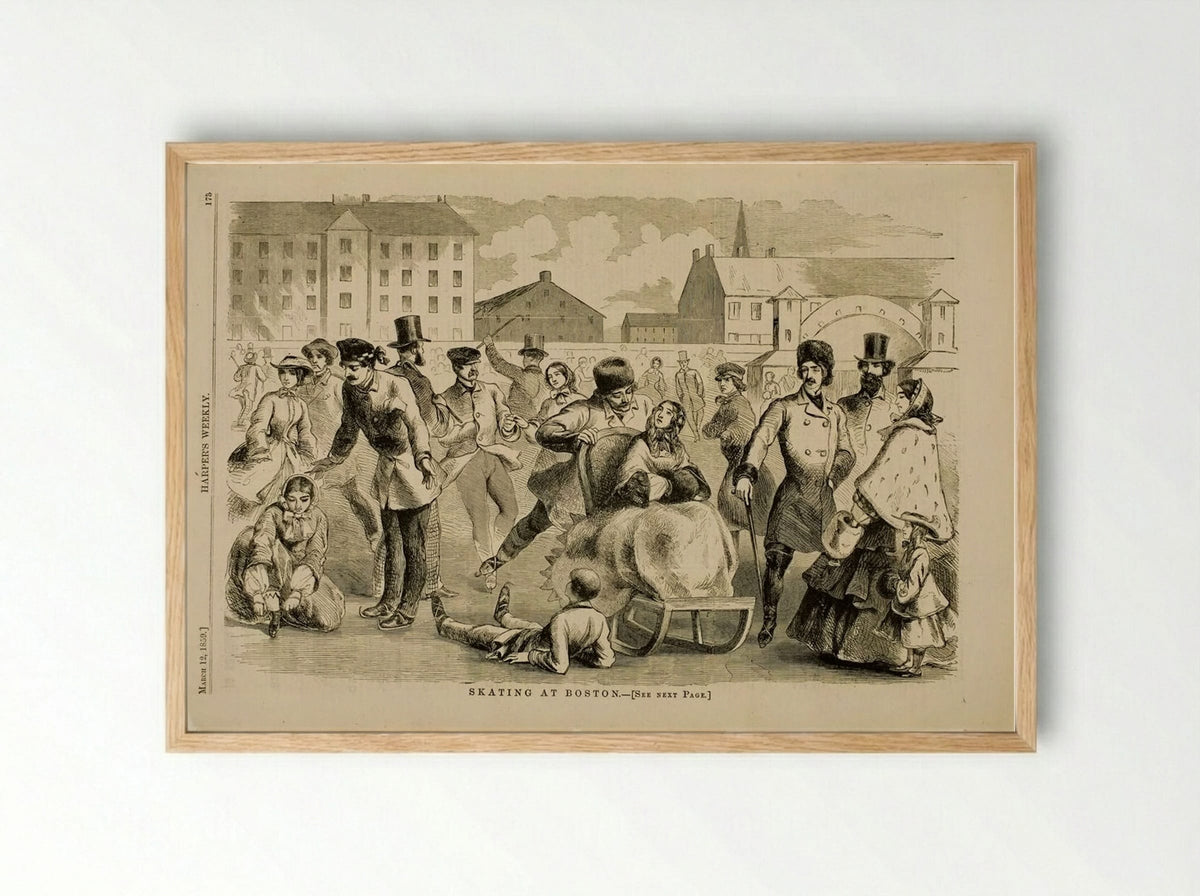 Skating at Boston - Winslow Homer - Framed Print Wood