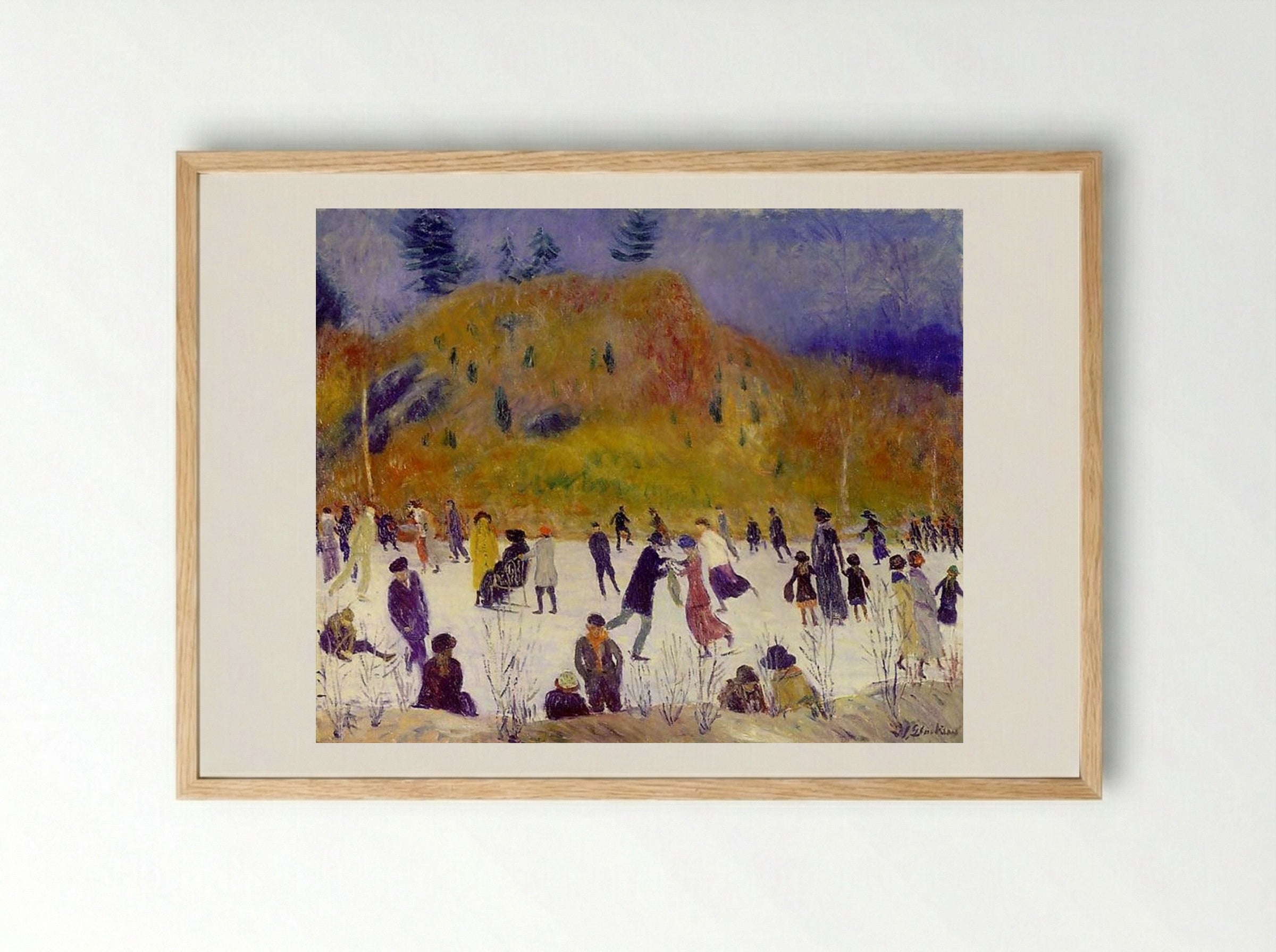 Skating in Central Park - William James Glackens - Framed Print Wood