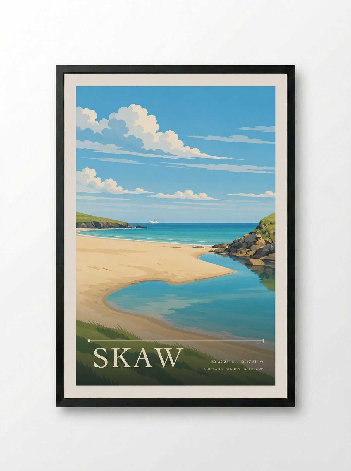 Skaw, Shetland Islands | Travel Poster - Framed Print Black