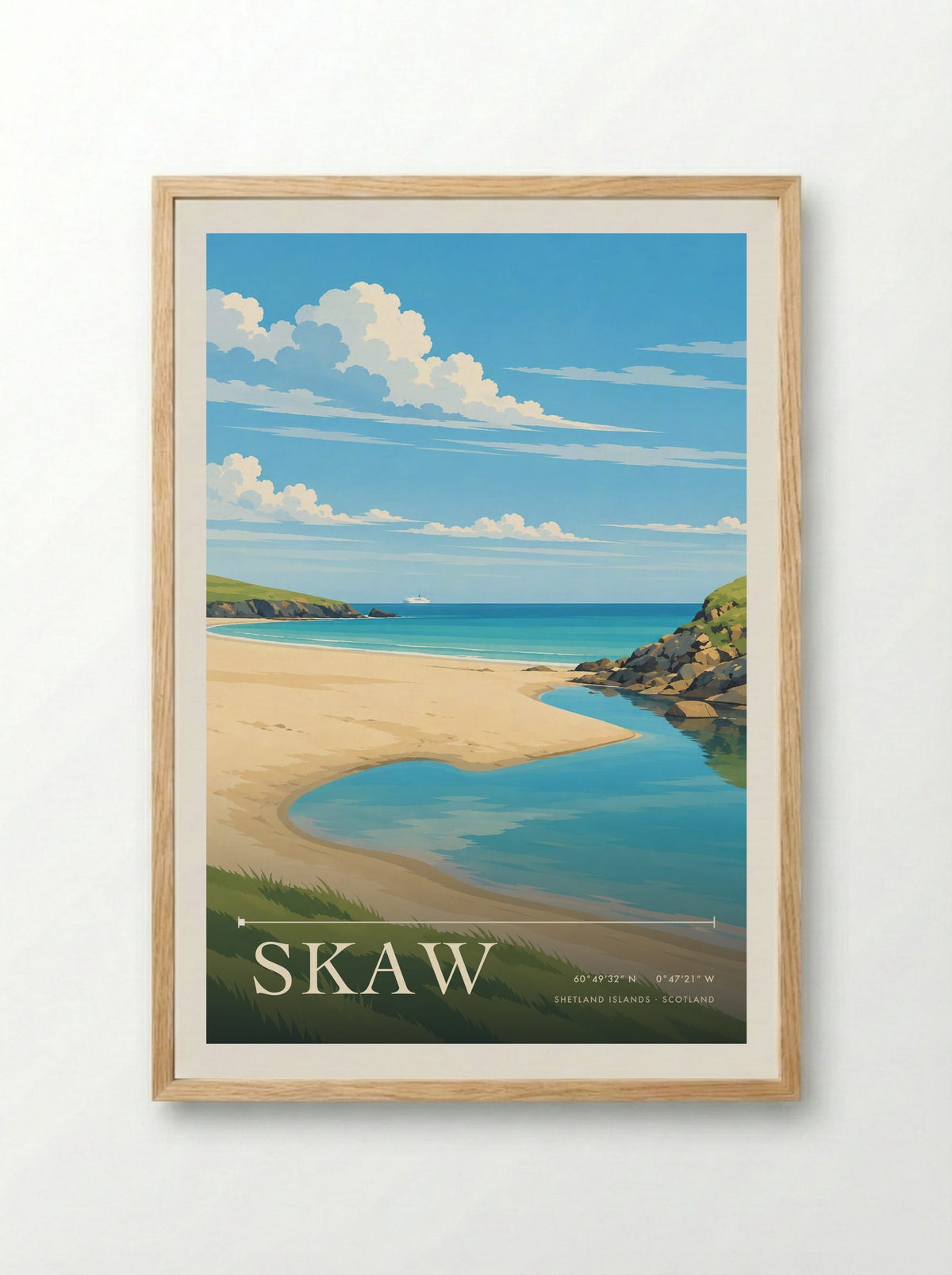 Skaw, Shetland Islands | Travel Poster - Framed Print Wood