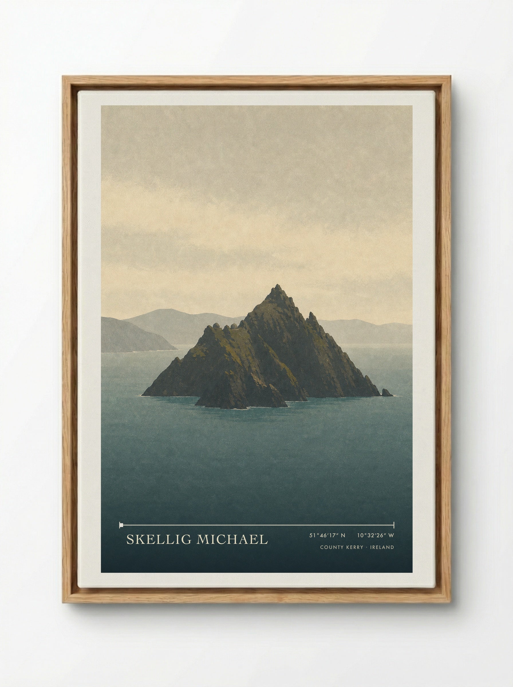 Skellig Michael Travel Poster Artwork - Framed Canvas Wood