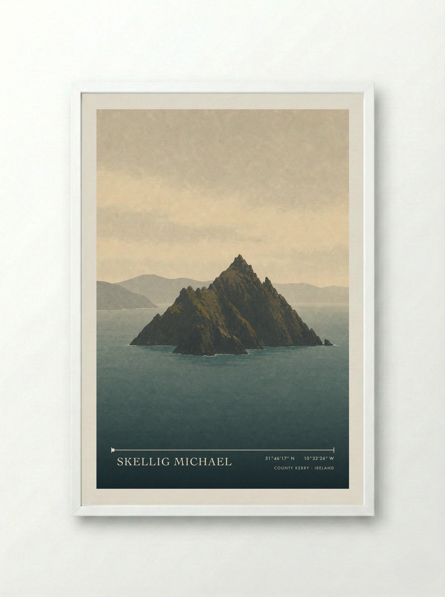 Skellig Michael Travel Poster Artwork - Framed Print White