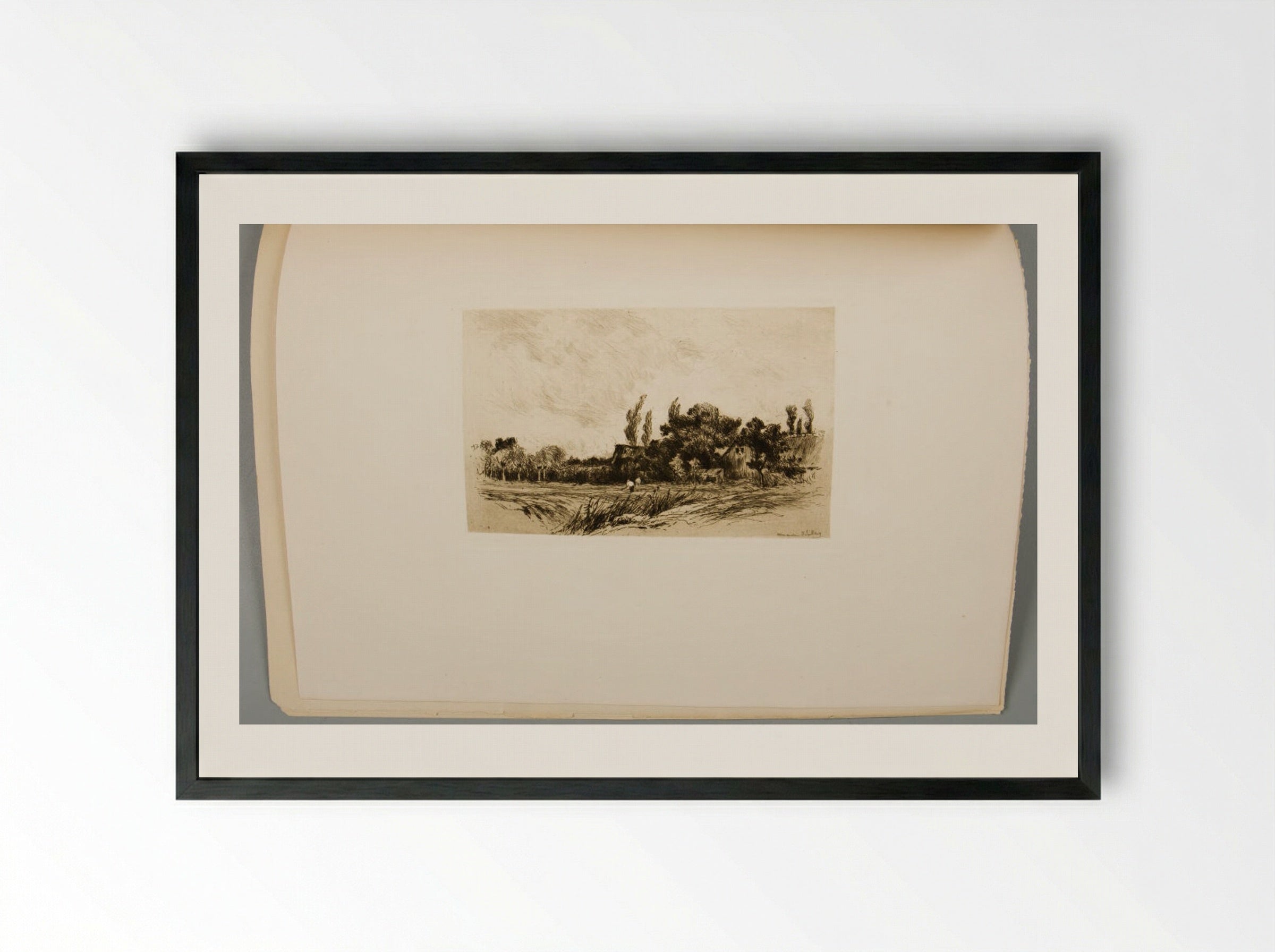 Sketch Near Ridderkerk Holland - Alexander Shilling - Framed Print Black