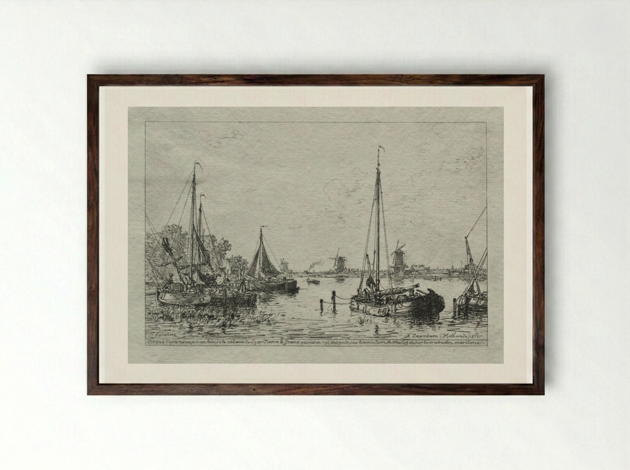 Sketch from Nature (Zaandam) - Maxime Lalanne - Framed Print Dark Wood