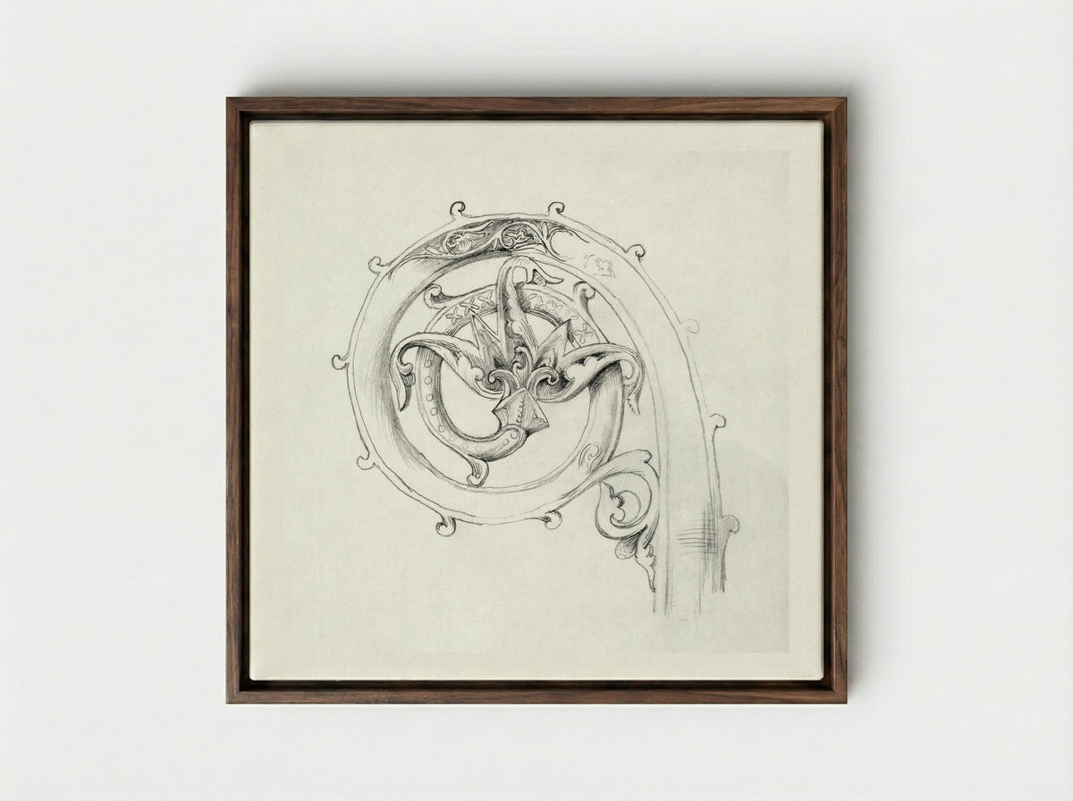 Sketch of Byzantine Ornament - Edward Burne-Jones - Framed Canvas Dark Wood