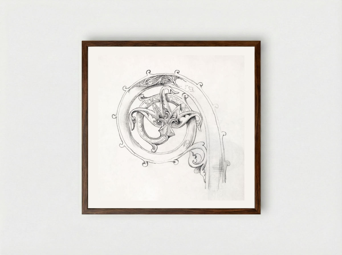 Sketch of Byzantine Ornament - Edward Burne-Jones - Framed Print Dark Wood