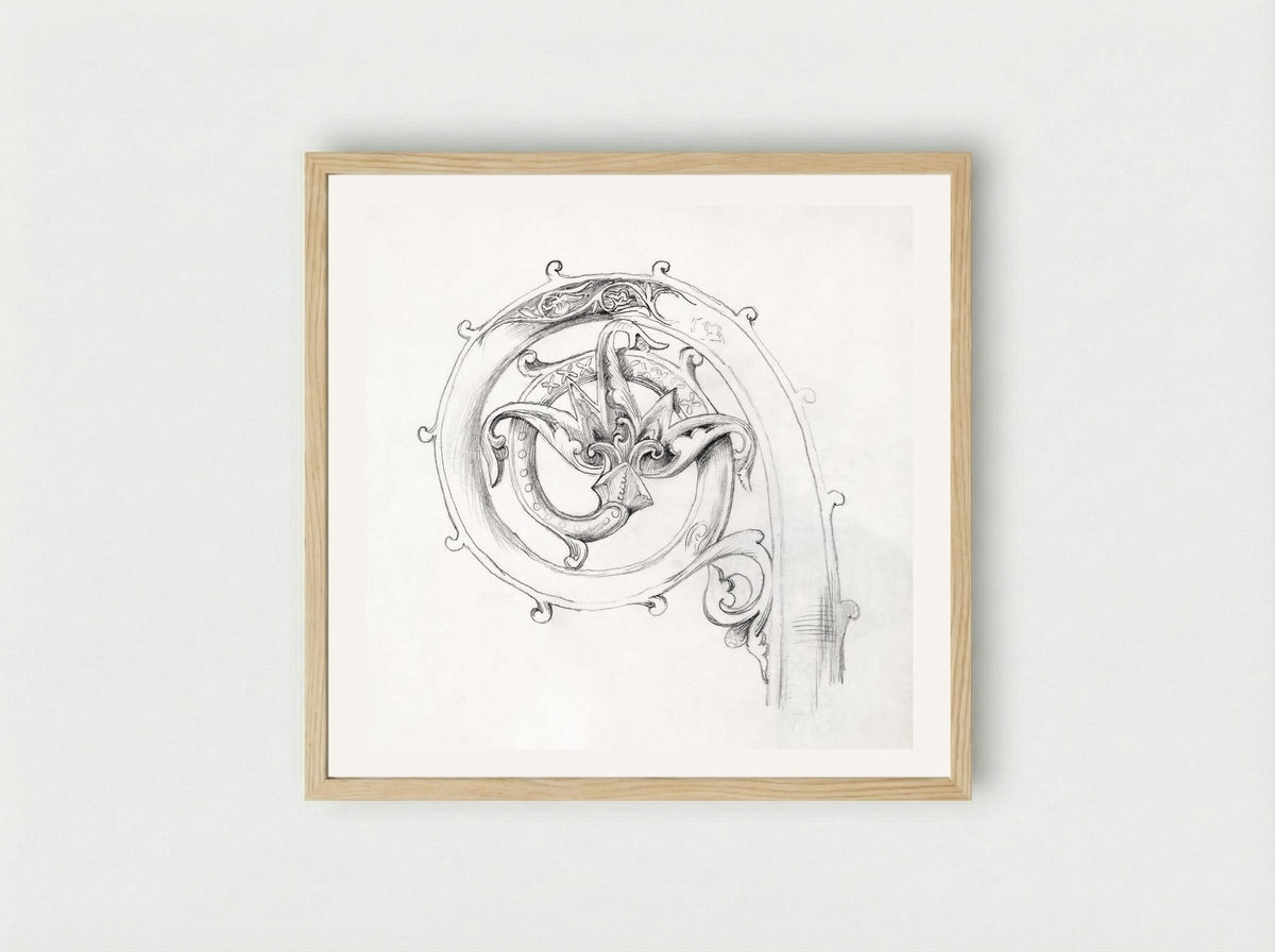Sketch of Byzantine Ornament - Edward Burne-Jones - Framed Print Wood