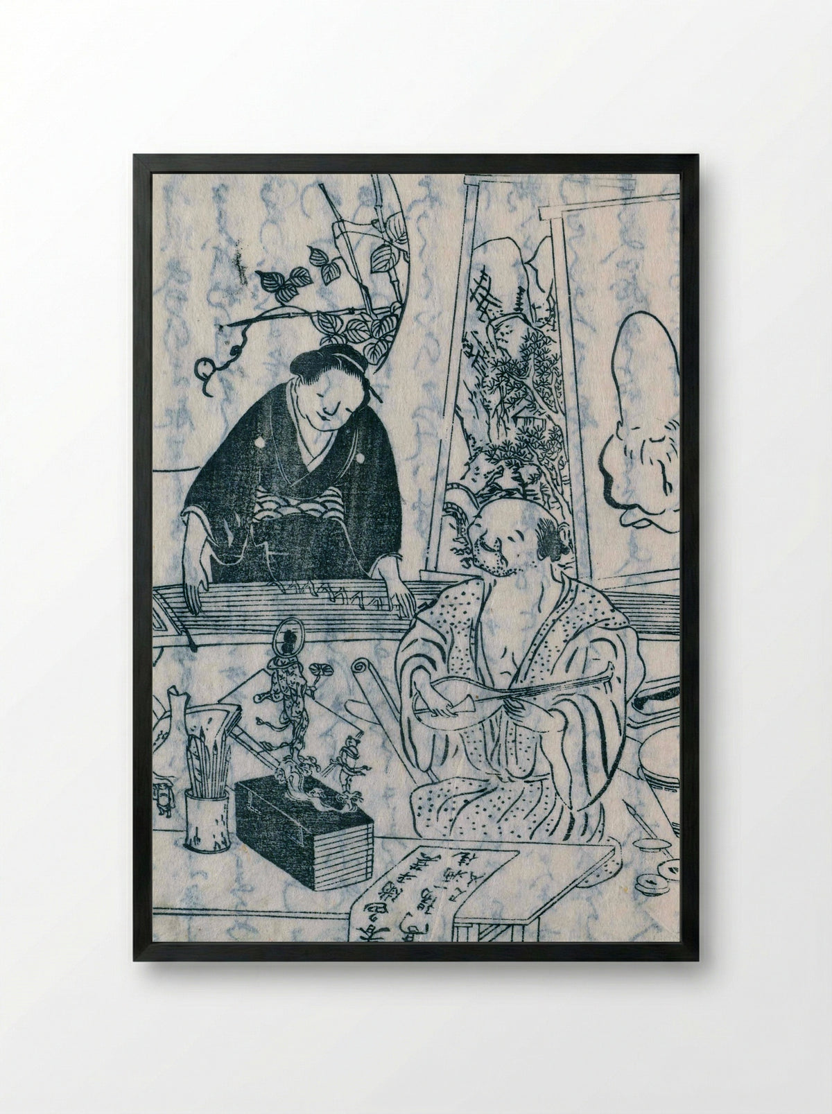 Sketchbook of Ike Taiga (Taigado gafu) - Ikeno Taiga - Framed Print Black