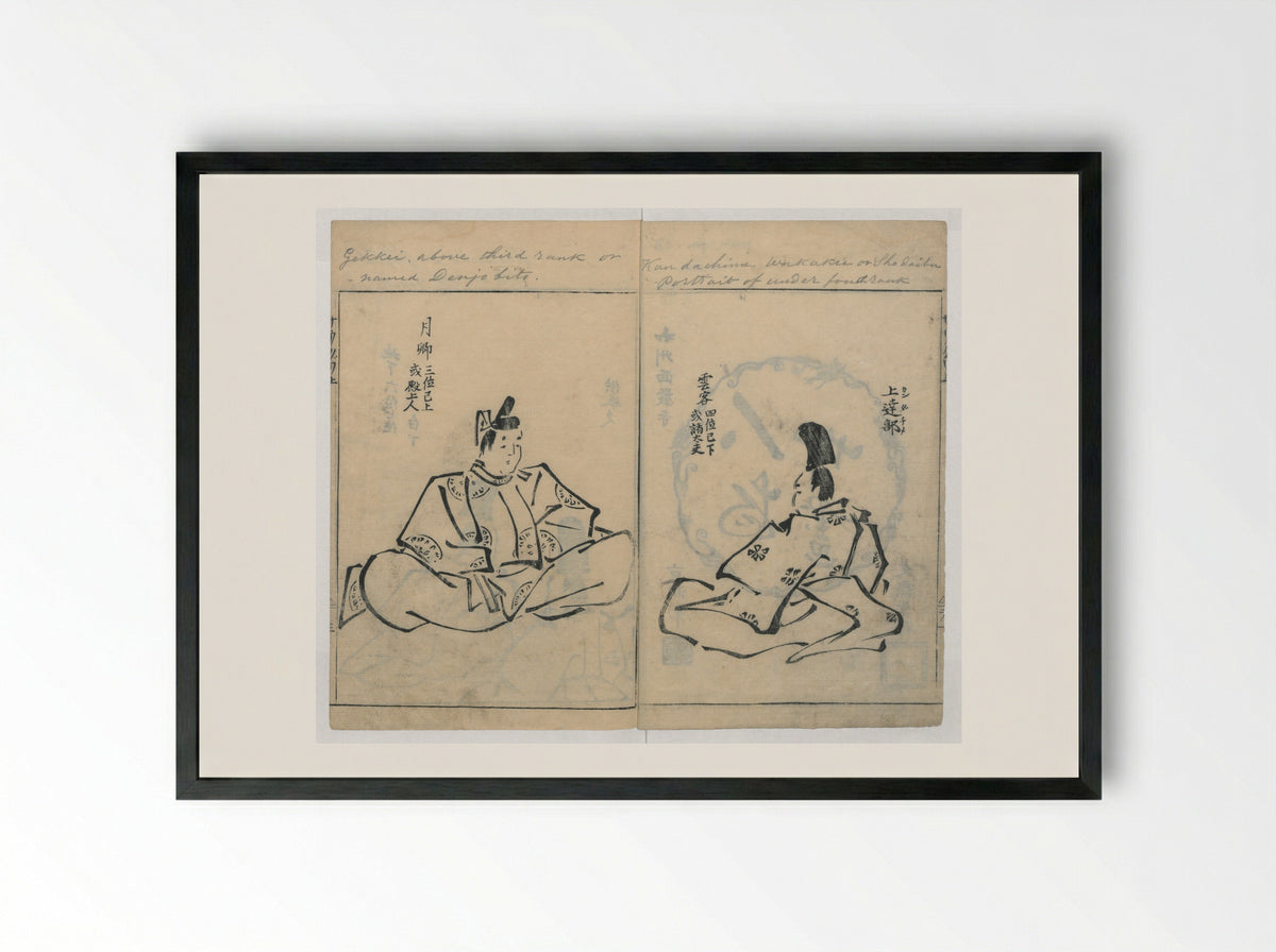 Sketches of People (Jinbutsu sōga) - Kokan - Framed Print Black
