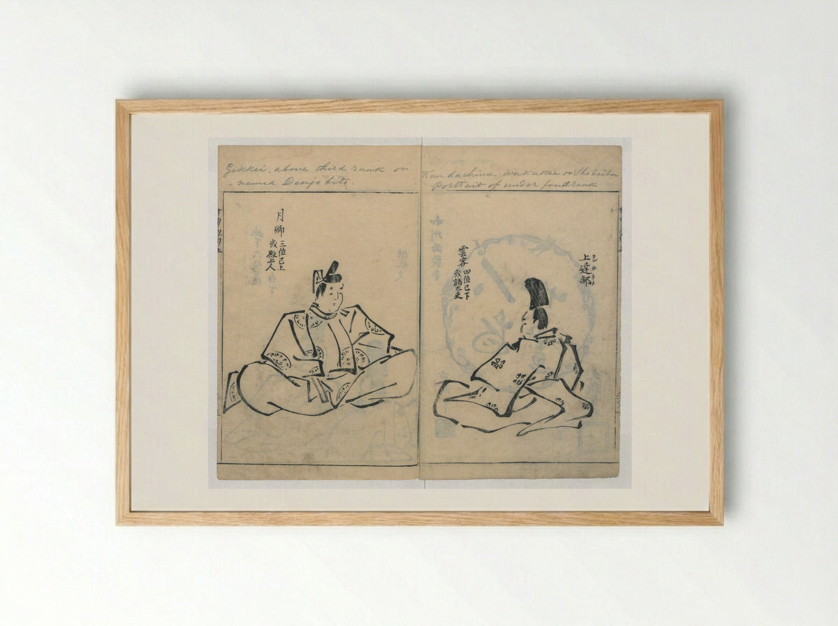 Sketches of People (Jinbutsu sōga) - Kokan - Framed Print Wood