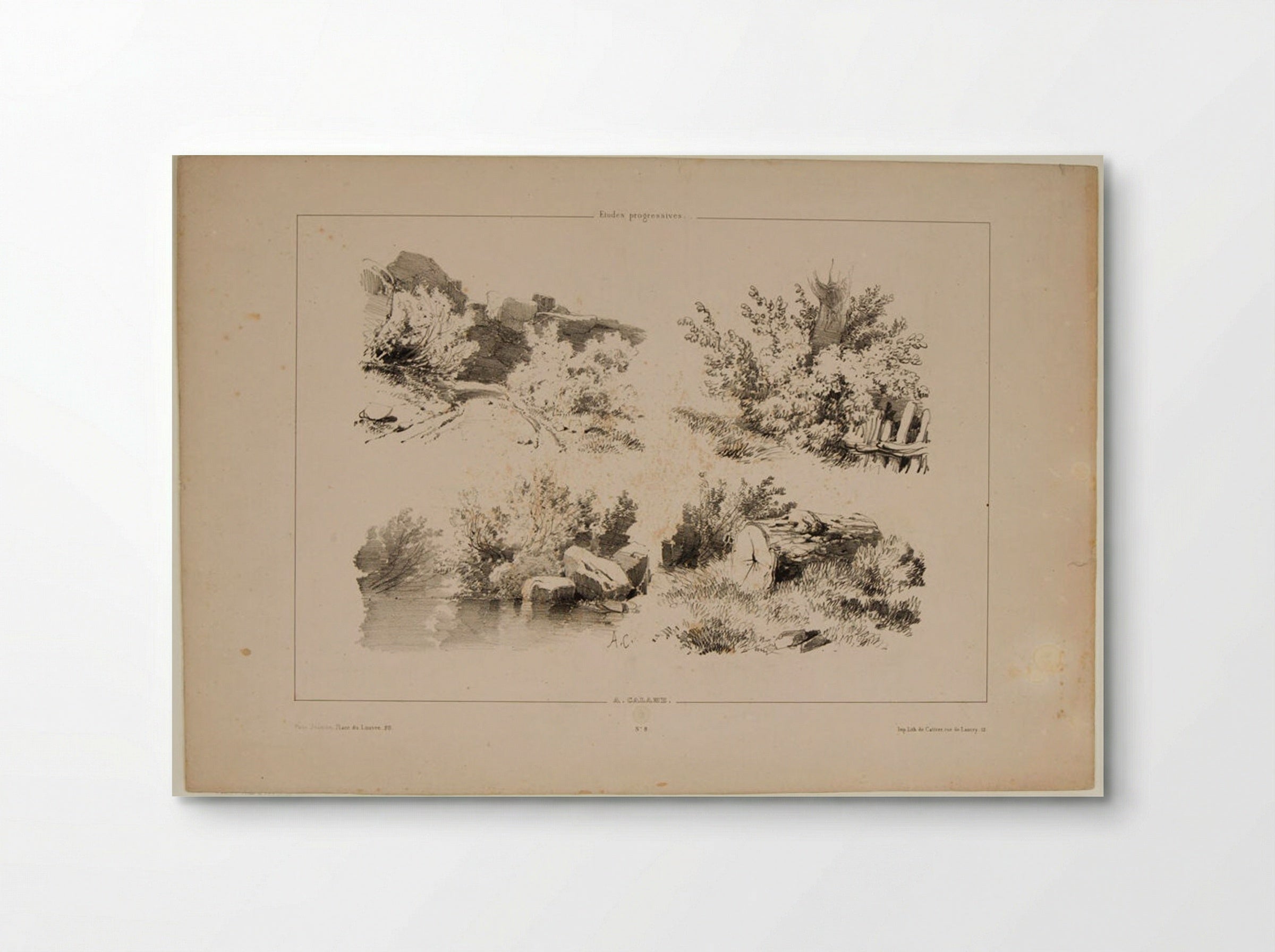 Sketches of a Path, a Fence, a Shoreline, and a Log - Alexandre Calame - Poster