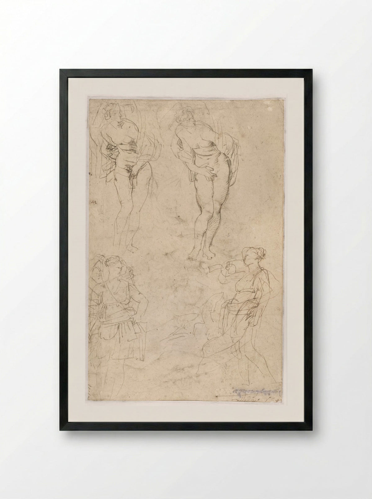 Sketches of the Daughters of Cecrops - Peter Paul Rubens - Framed Print Black
