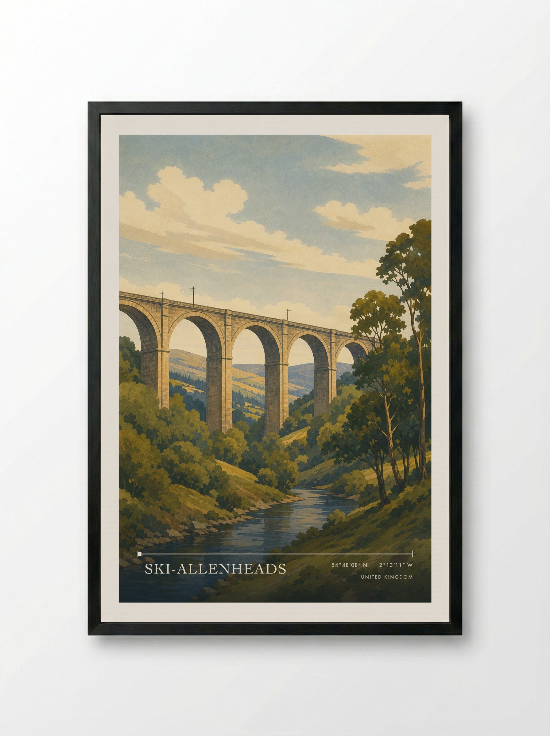Ski-Allenheads United Kingdom Travel Poster - Framed Print Black