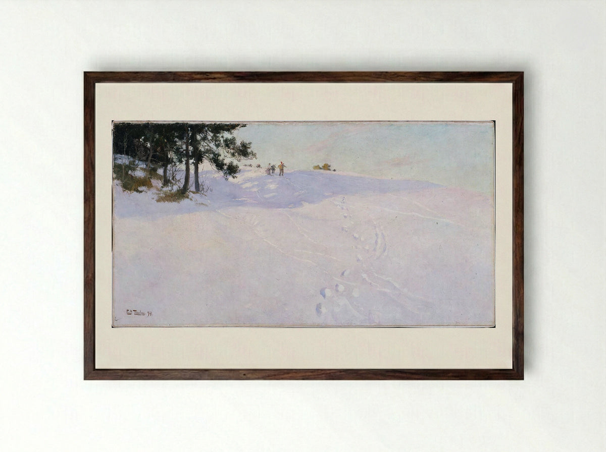 Skiers - Frits Thaulow - Framed Print Dark Wood