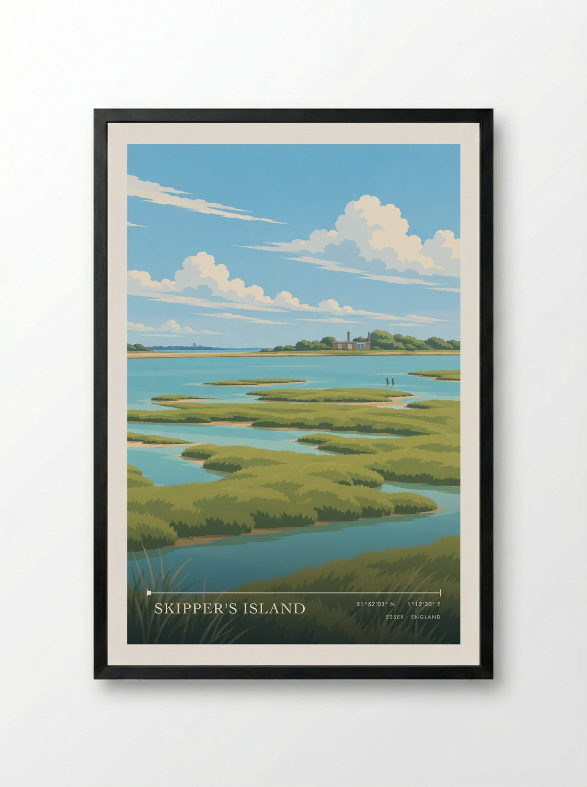 Skipper's Island, Essex | Travel Poster - Framed Print Black
