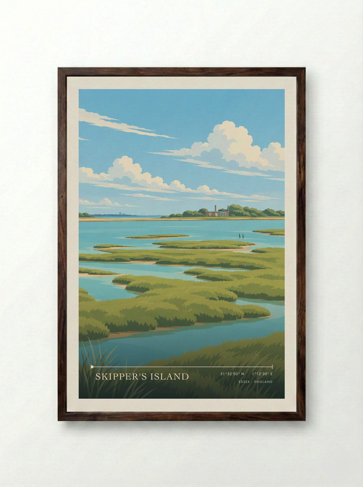 Skipper's Island, Essex | Travel Poster - Framed Print Dark Wood