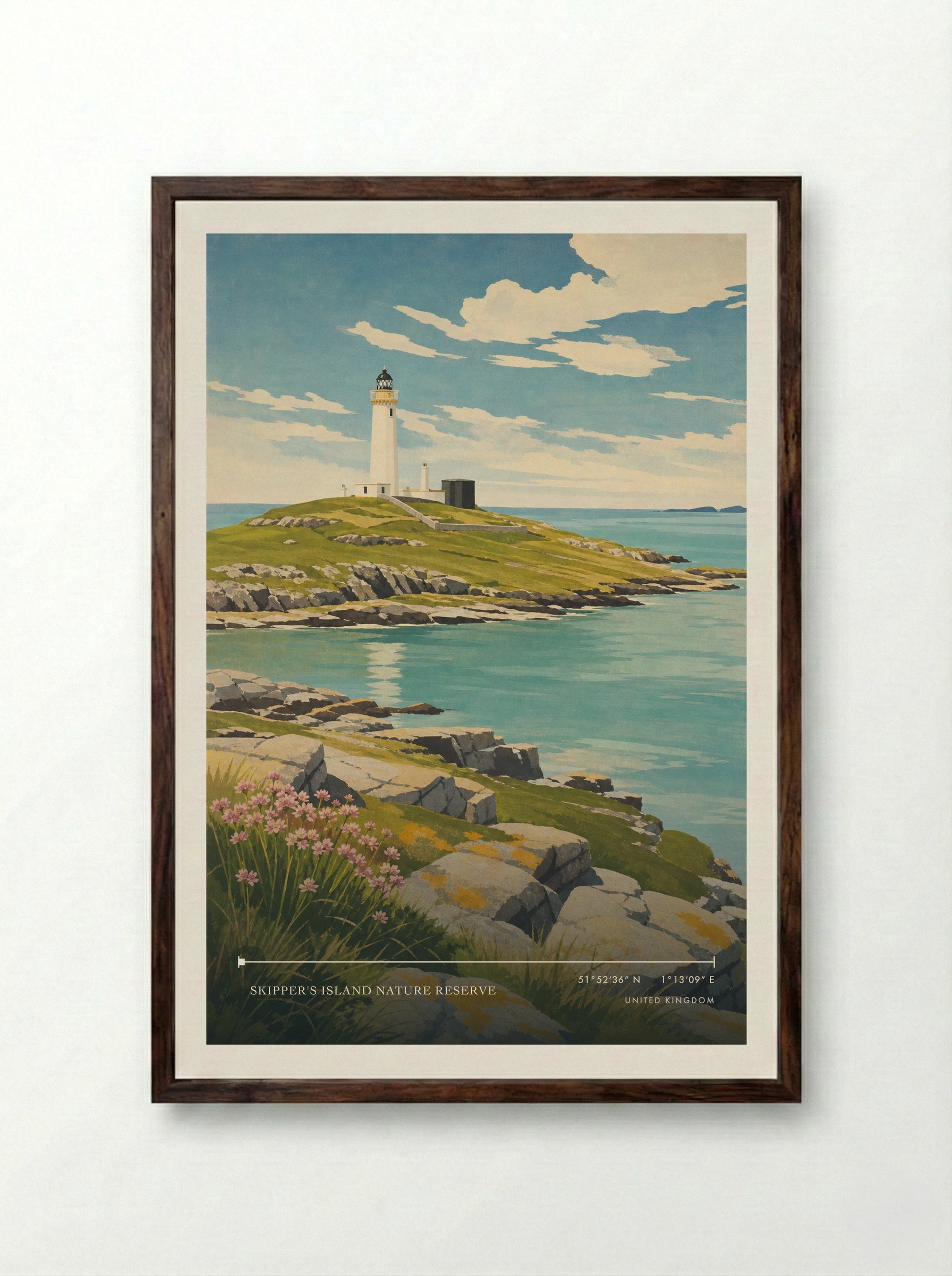 Skipper's Island Nature Reserve United Kingdom Travel Poster - Framed Print Dark Wood