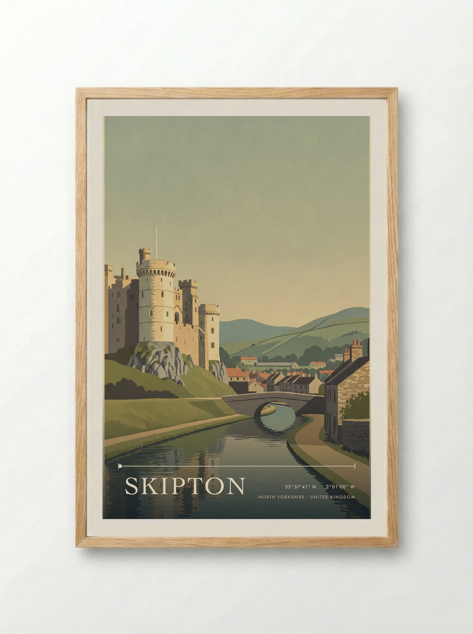 Skipton North Yorkshire United Kingdom Travel Poster - Framed Print Wood