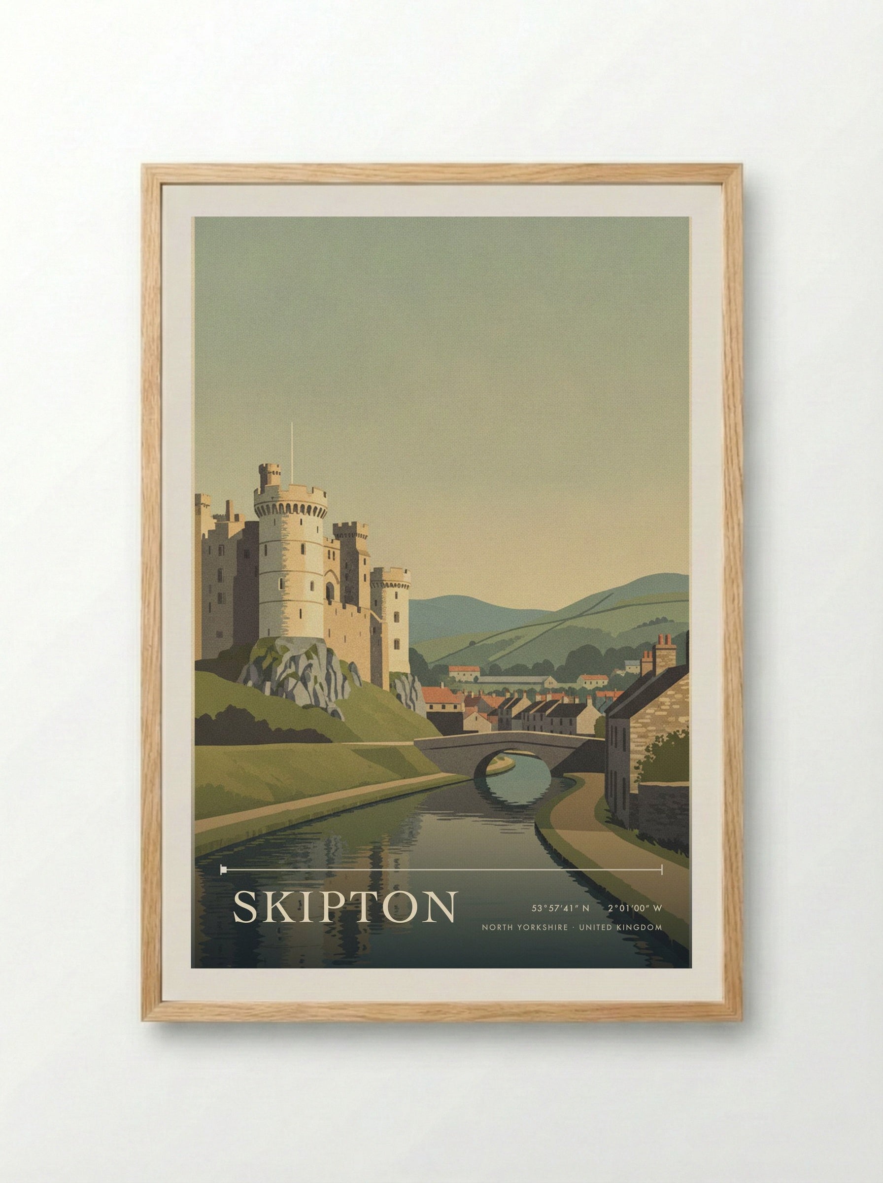 Skipton North Yorkshire United Kingdom Travel Poster - Framed Print Wood