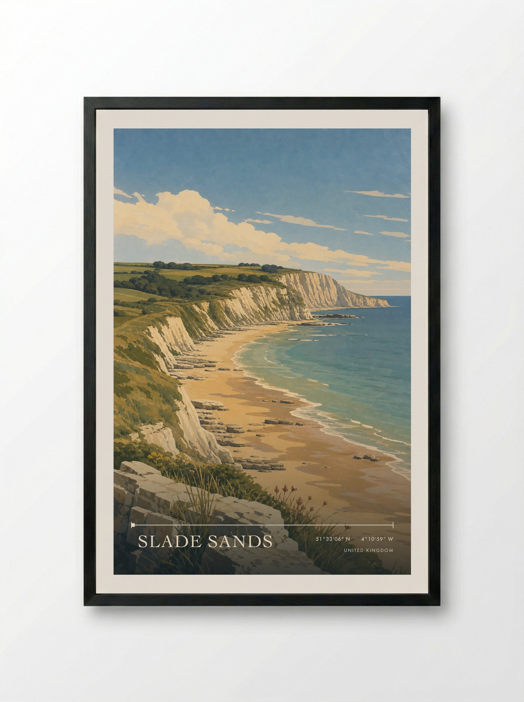 Slade Sands United Kingdom Travel Poster - Framed Print Black