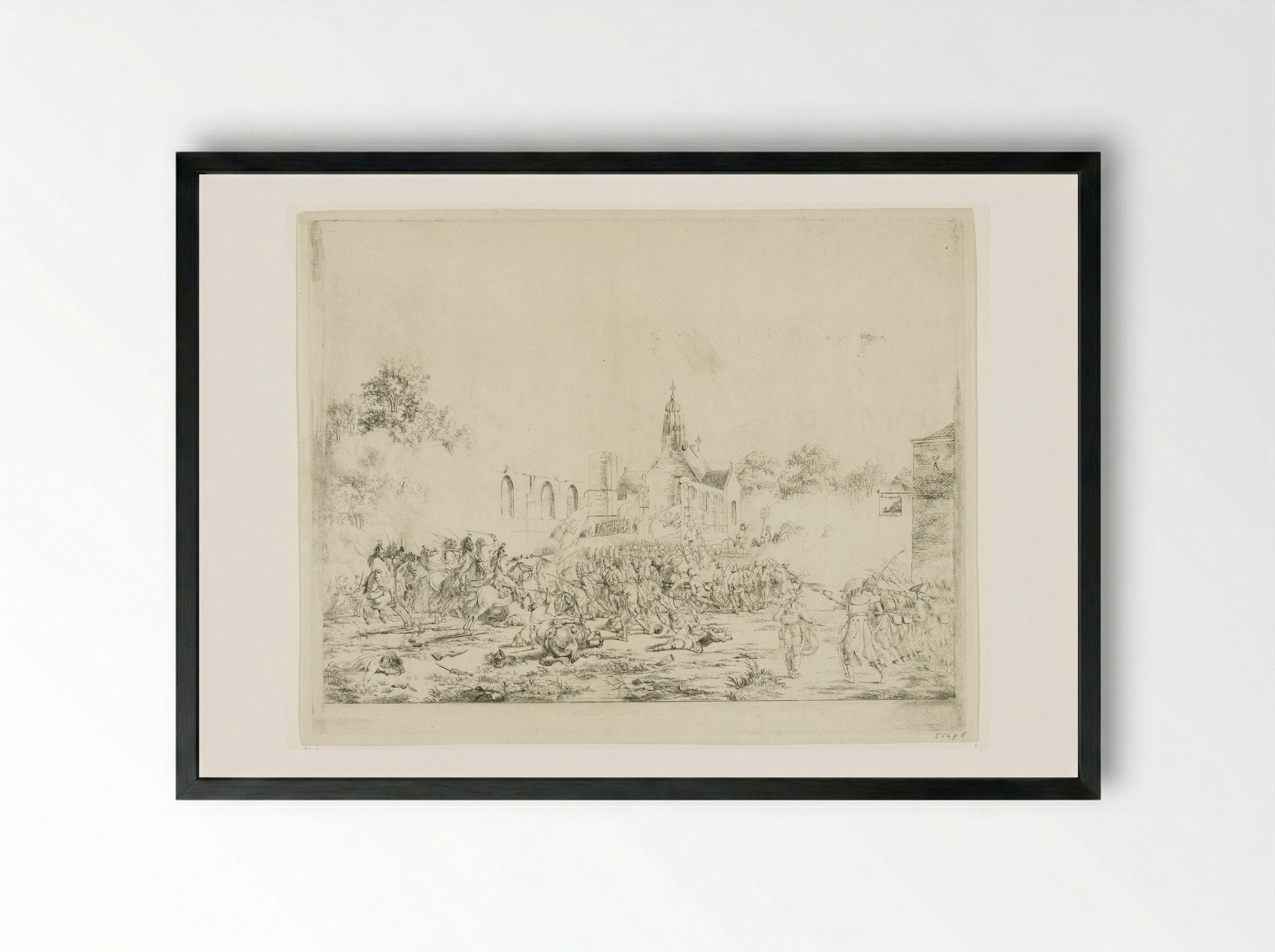 Slag bij Bergen, 19 september 1799 - Pieter Gerardus van Os - Framed Print Black