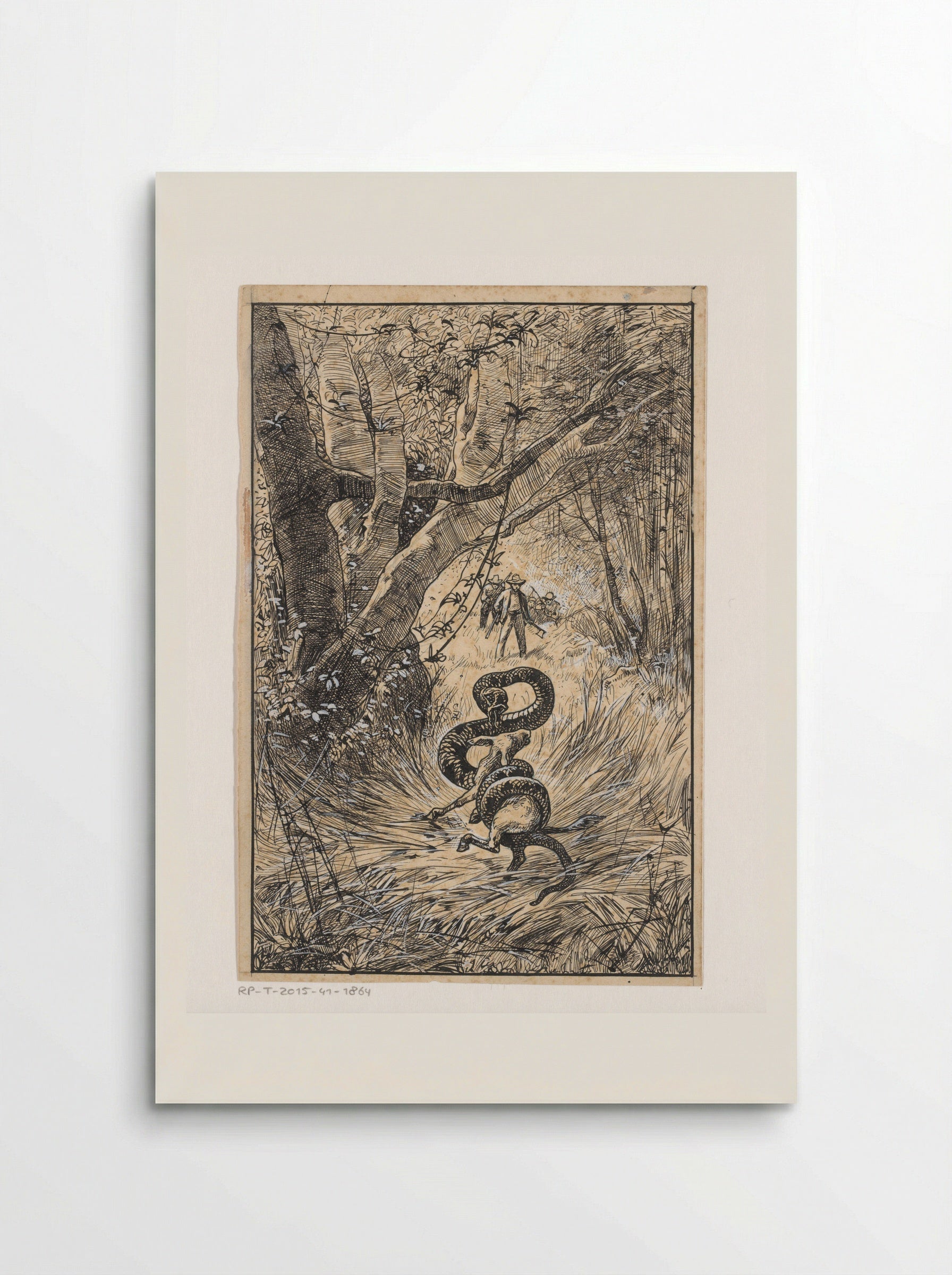 Slang wurgt een geit (Snake Constricting a Goat) - Willem Wenckebach - Poster