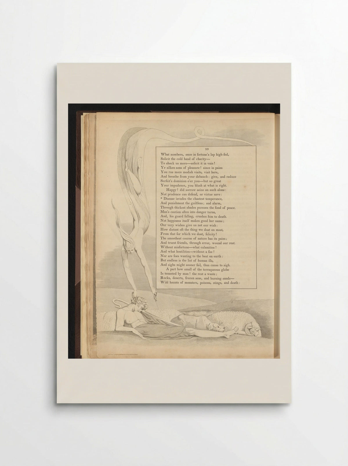Slapende herder en vliegend figuur - William Blake - Poster