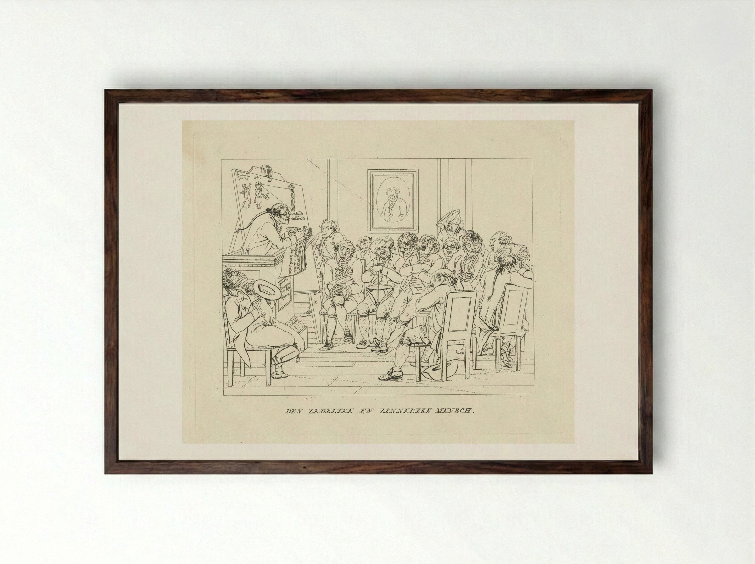 Slapende heren tijdens een lezing - Jacob Ernst Marcus - Framed Print Dark Wood