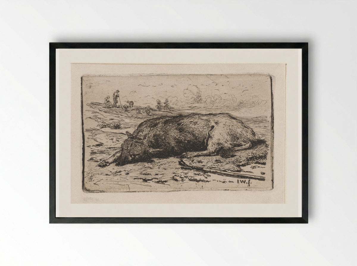 Slapende hond (Sleeping Dog) - Jan Weissenbruch - Framed Print Black