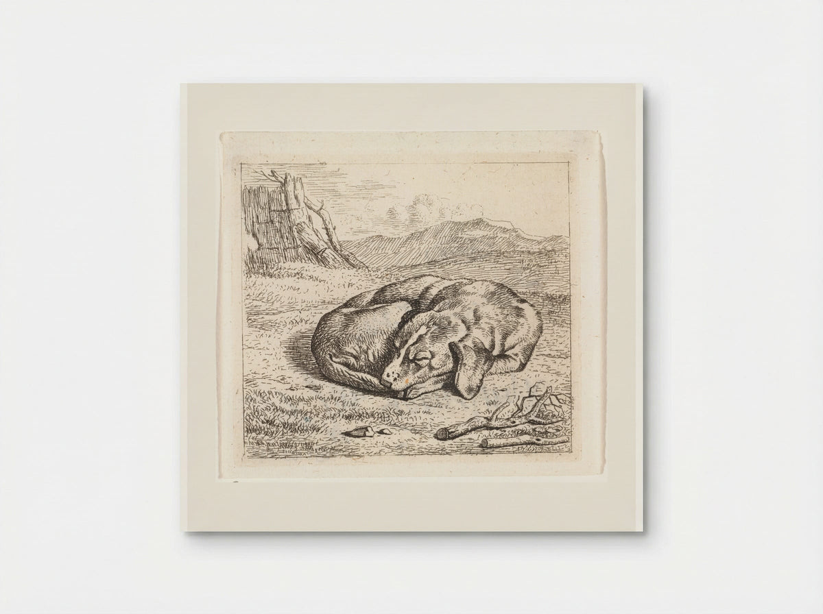 Slapende hond in landschap - Wouter Johannes van Troostwijk - Poster