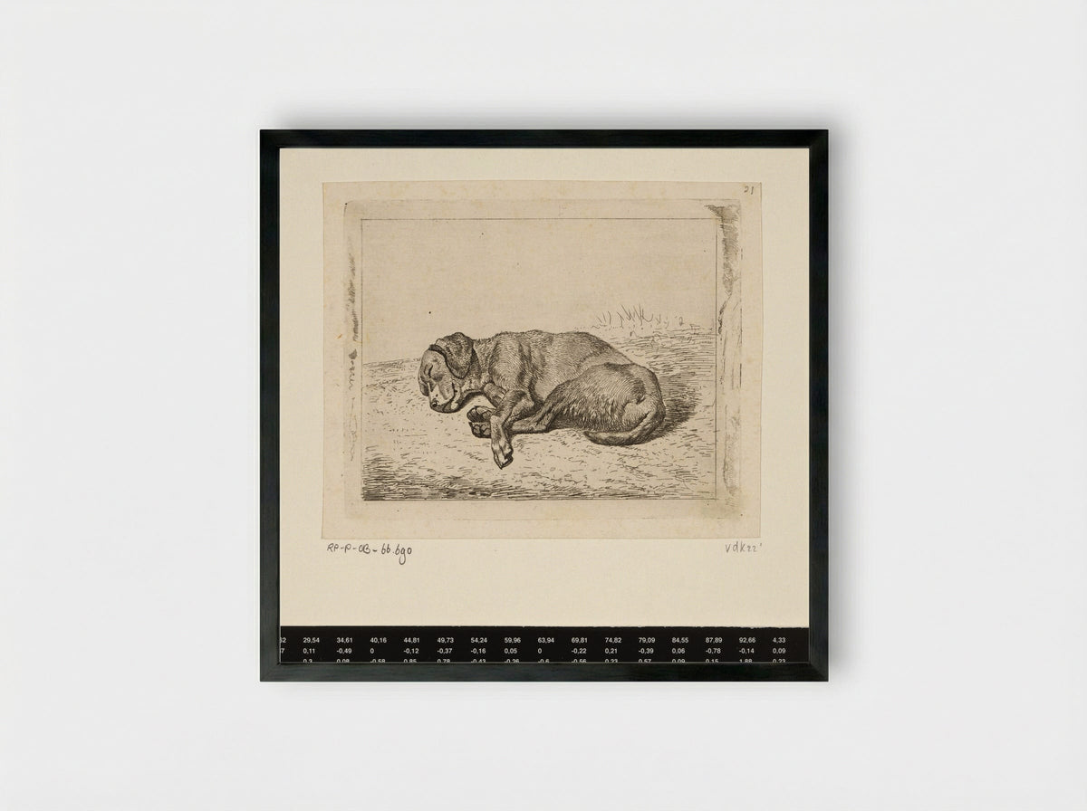 Slapende hond naar links - Wouter Johannes van Troostwijk - Framed Print Black