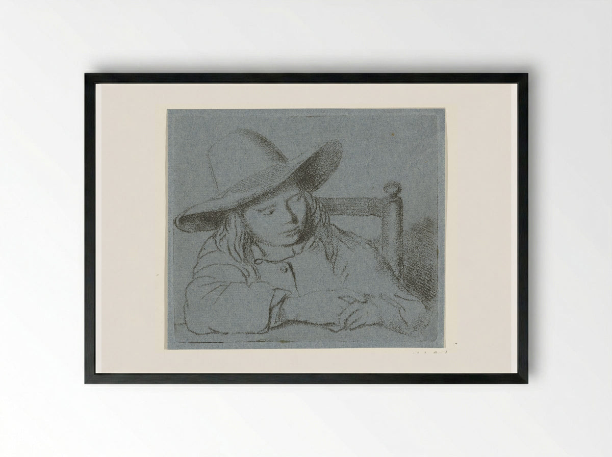 Slapende jongen met hoed - Ernst Willem Jan Bagelaar - Framed Print Black