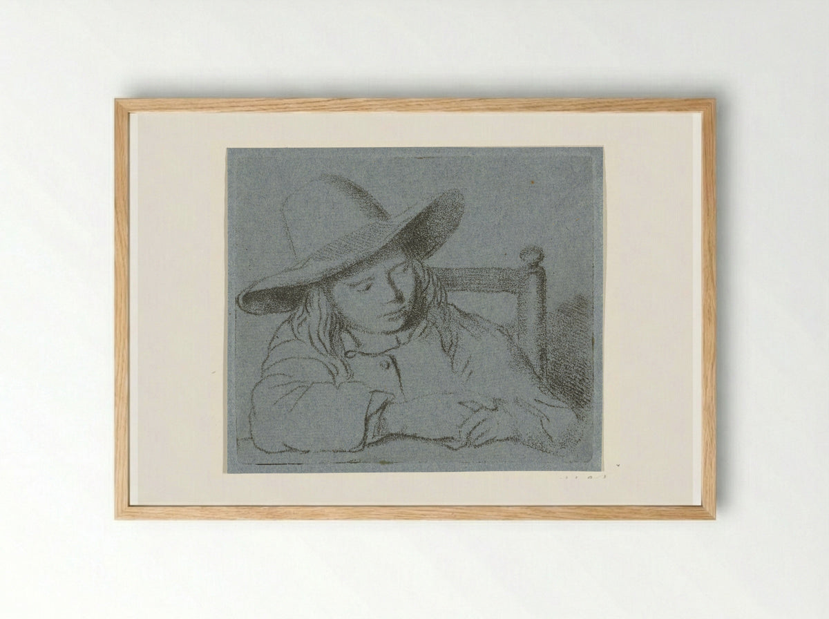 Slapende jongen met hoed - Ernst Willem Jan Bagelaar - Framed Print Wood