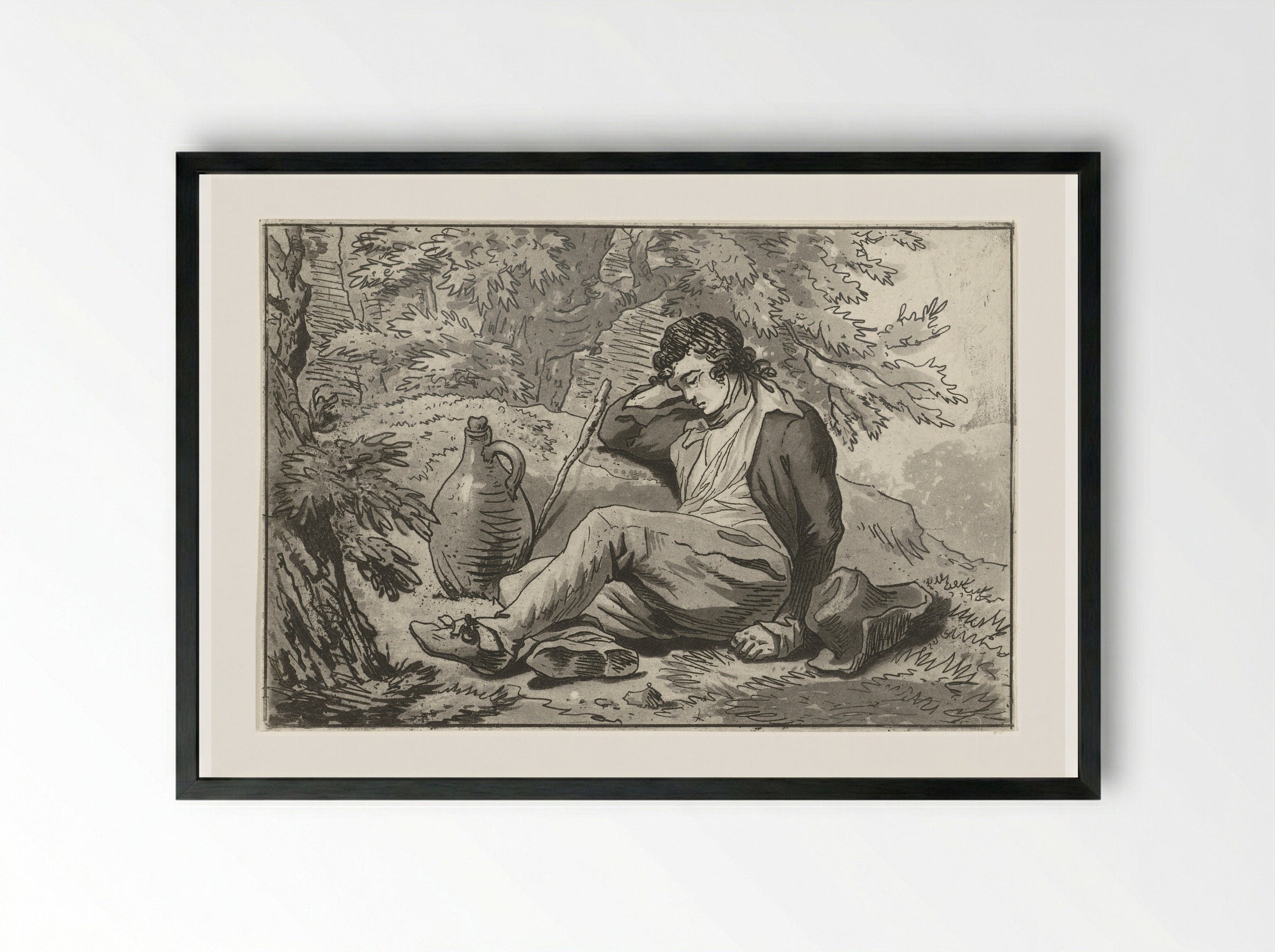 Slapende man - Hermanus Fock - Framed Print Black
