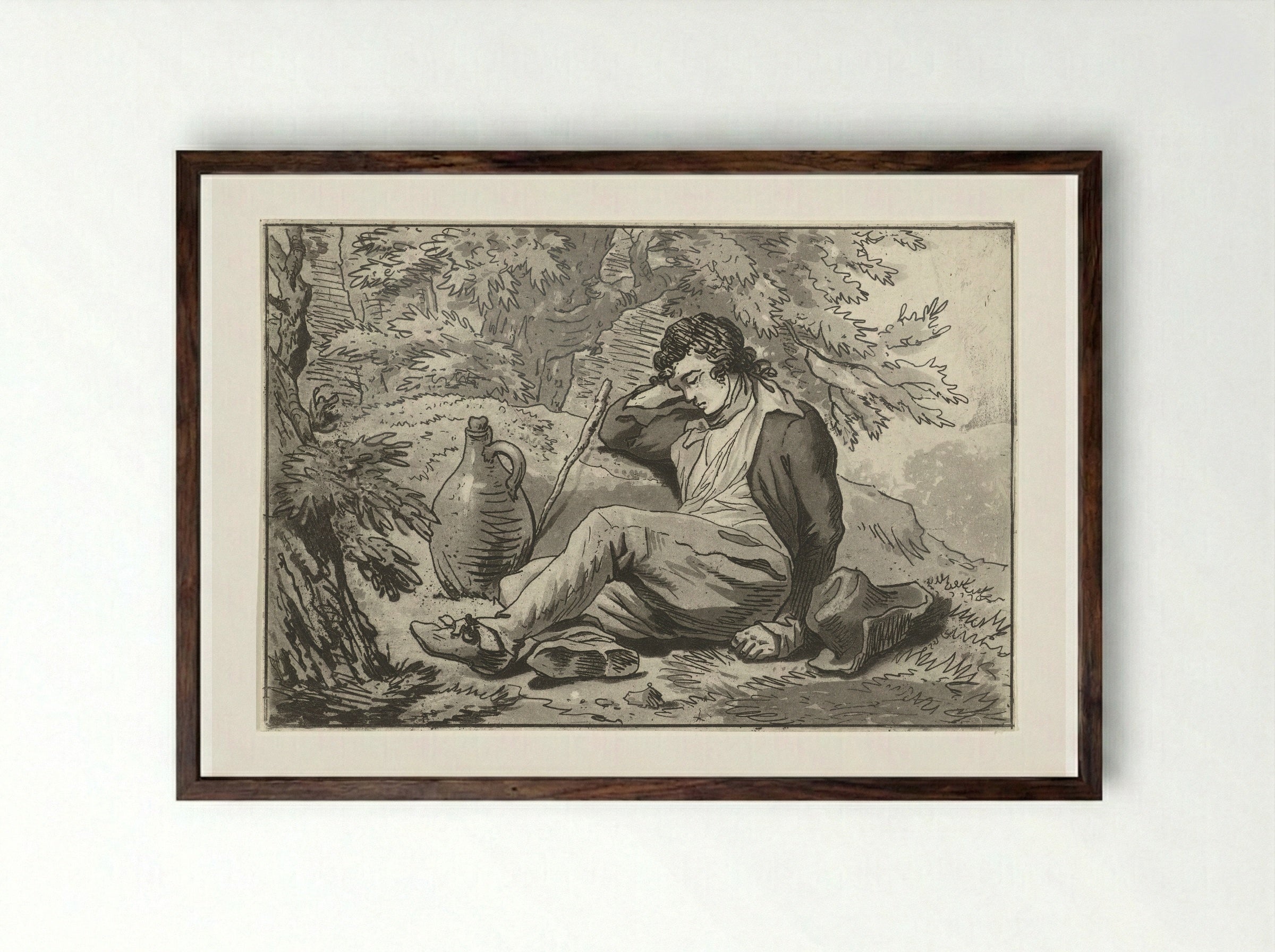Slapende man - Hermanus Fock - Framed Print Dark Wood