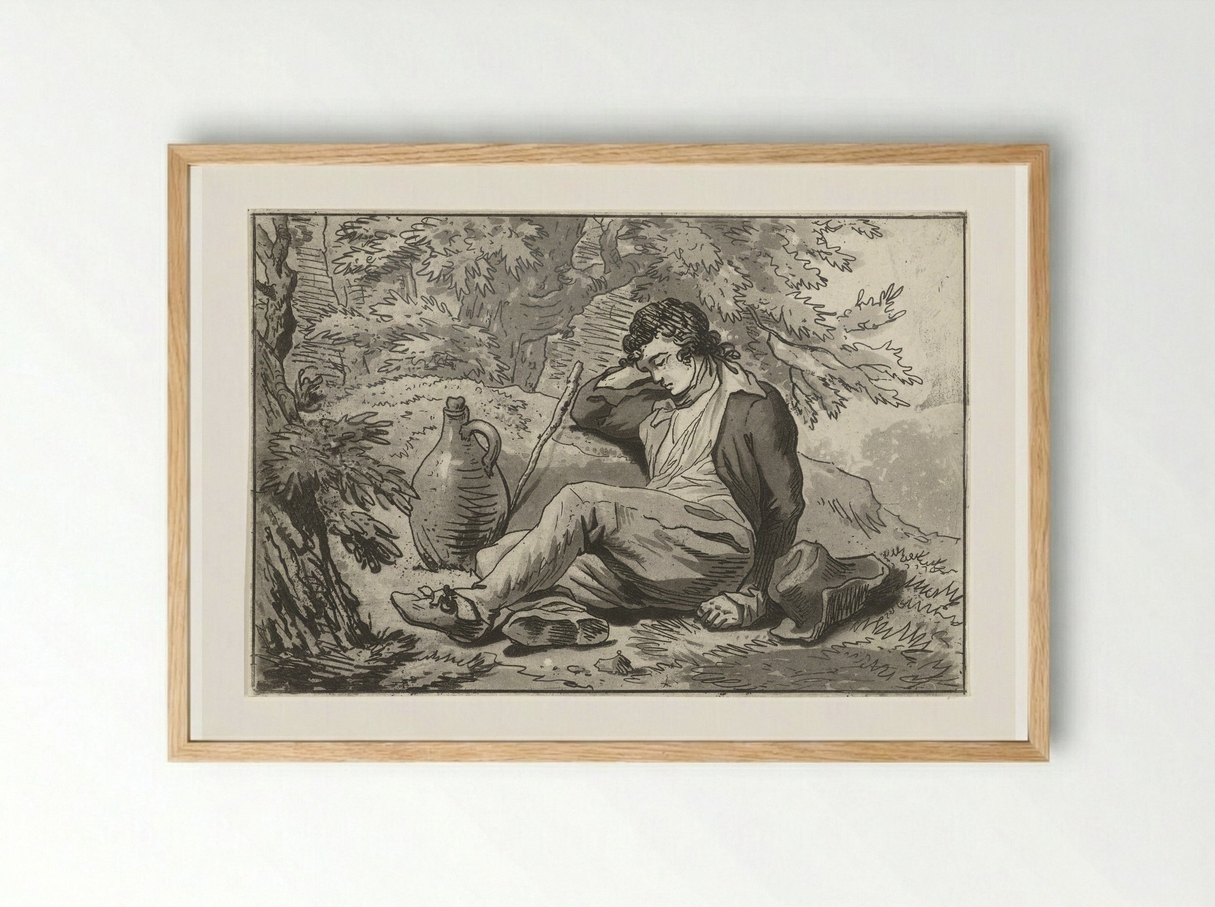 Slapende man - Hermanus Fock - Framed Print Wood