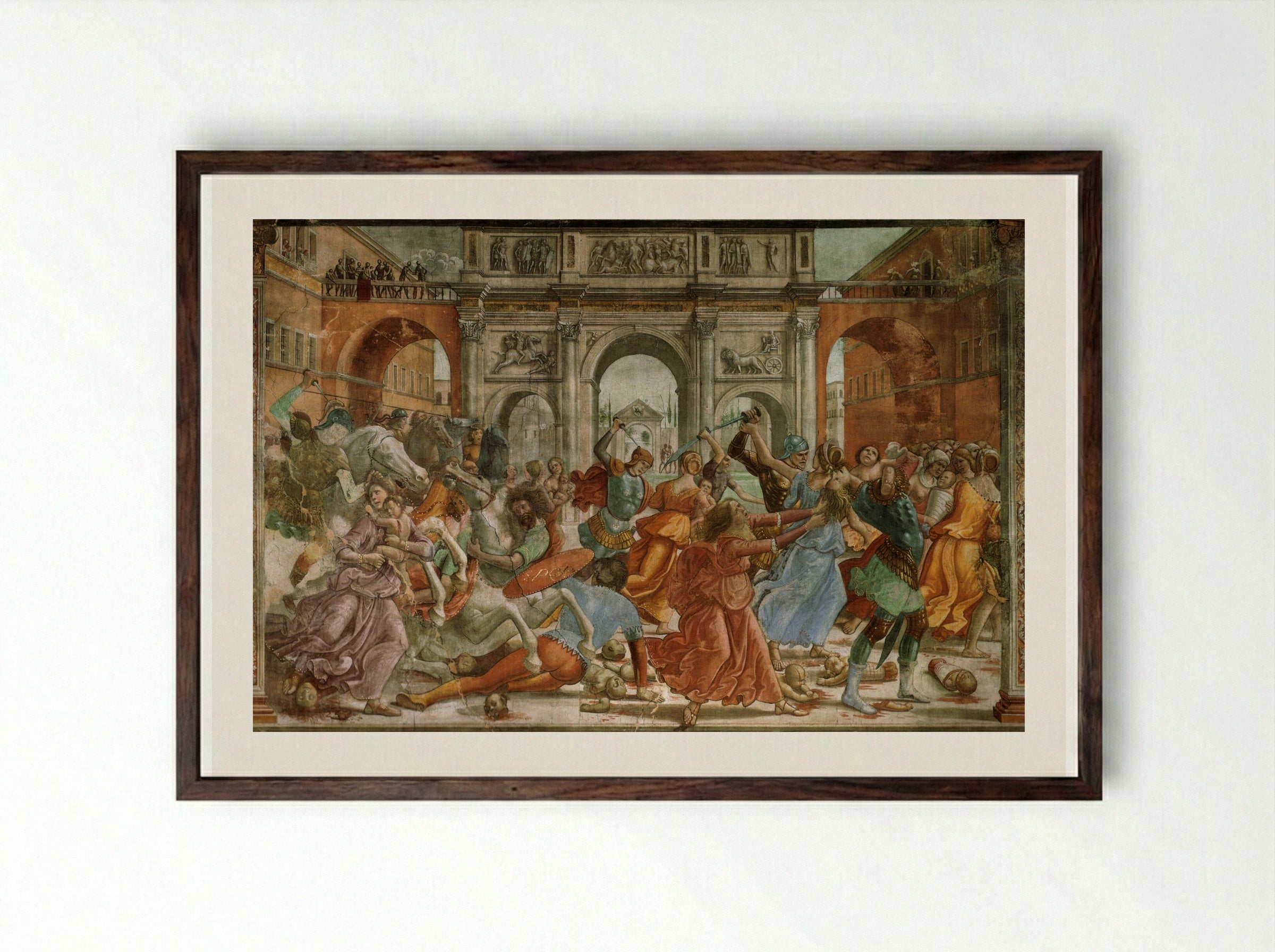 Slaughter of the Innocents - Domenico Ghirlandaio - Framed Print Dark Wood