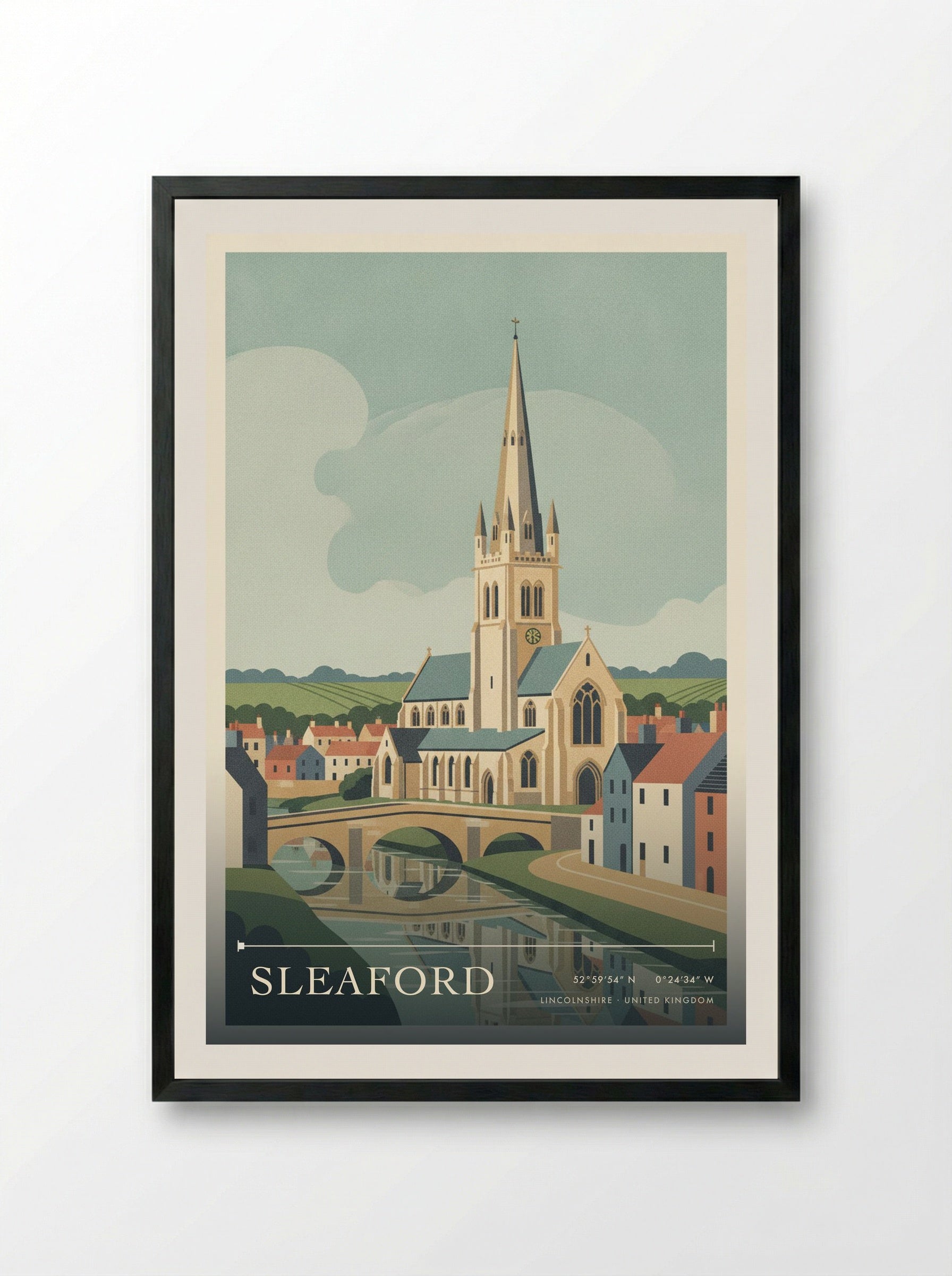 Sleaford Lincolnshire United Kingdom Travel Poster - Framed Print Black
