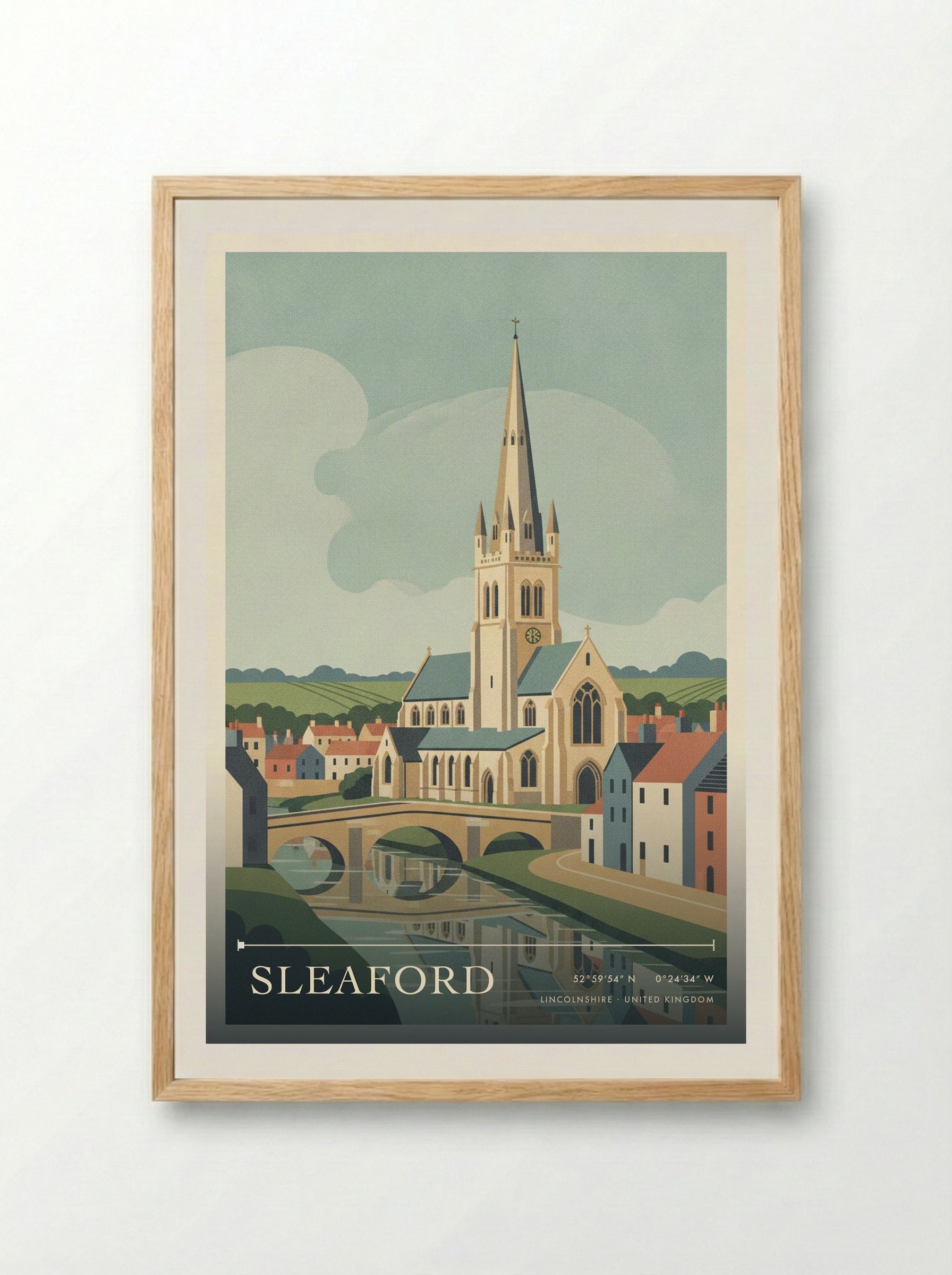 Sleaford Lincolnshire United Kingdom Travel Poster - Framed Print Wood
